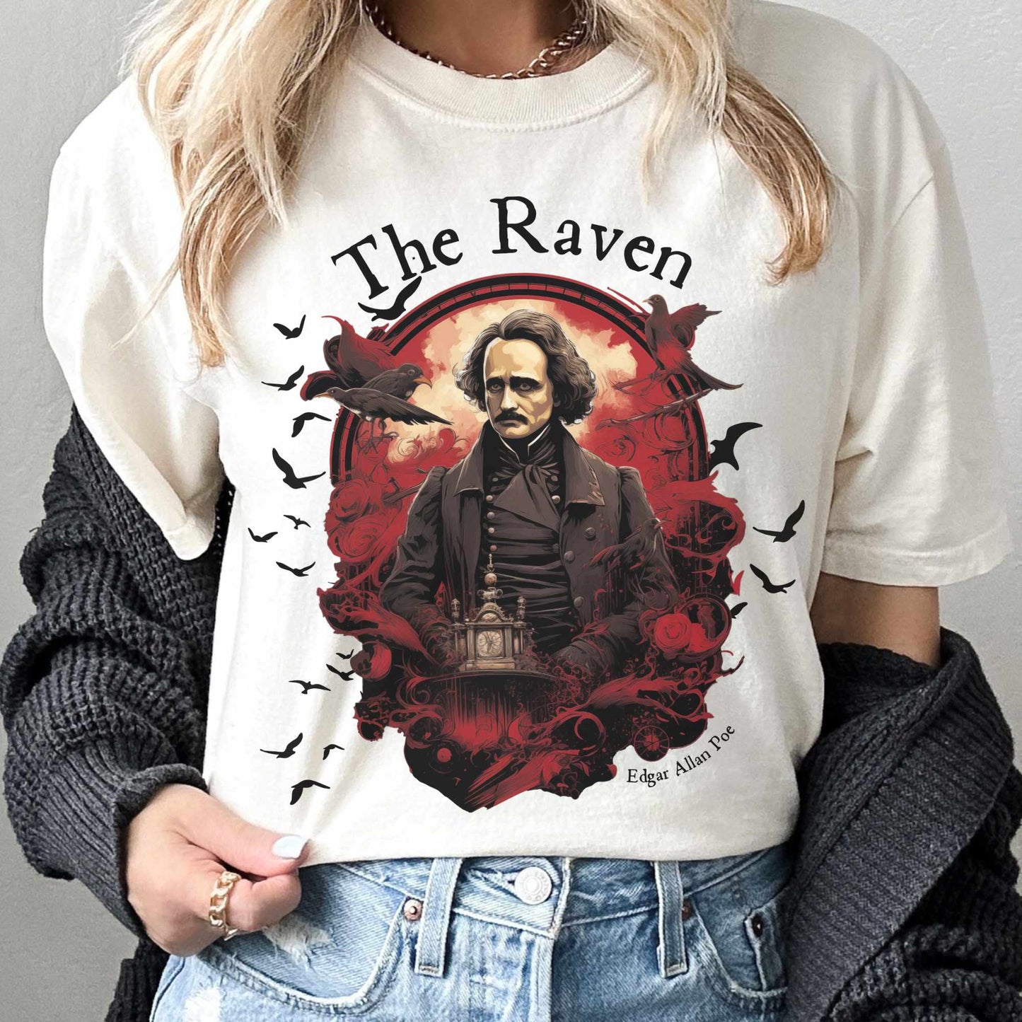 T-Shirt Ivory / S The Raven Edgar Allan Poe Shirt The Mystic Eden