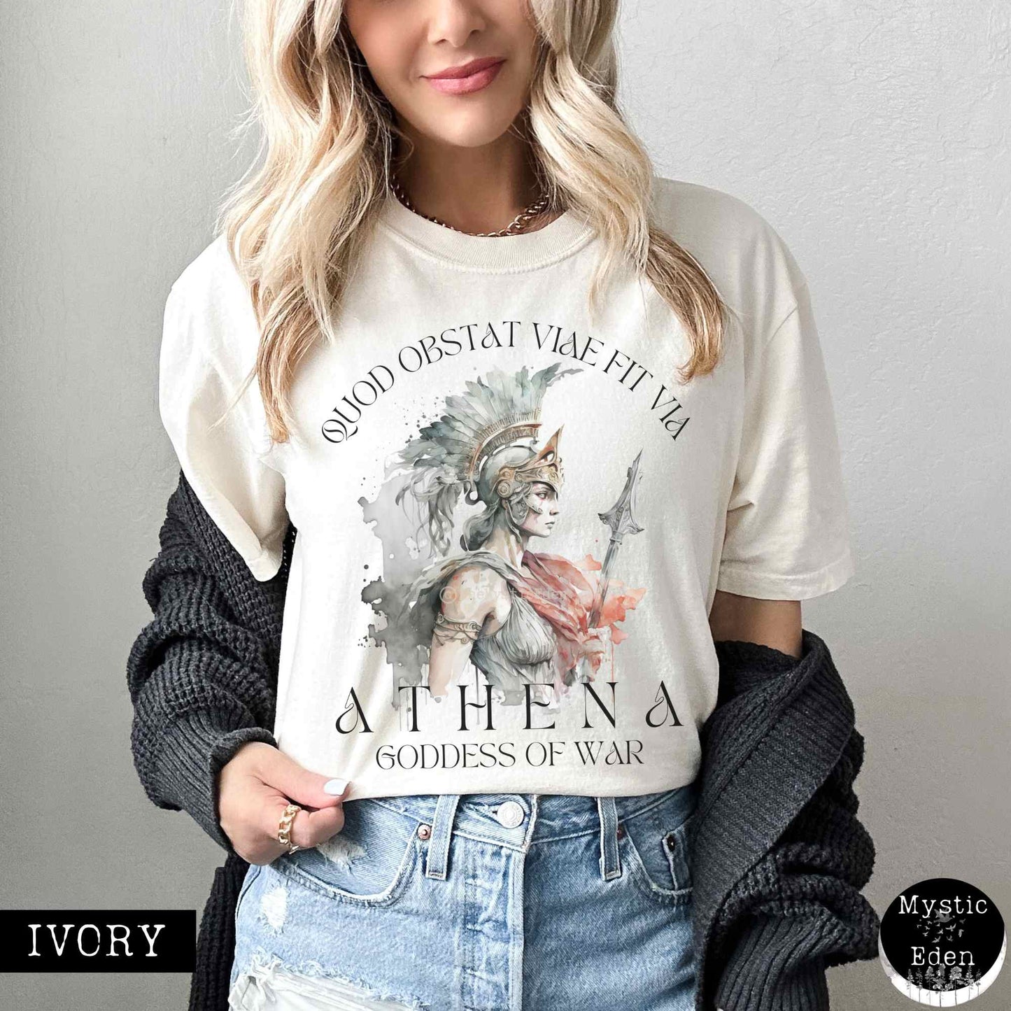 T-Shirt Ivory / S Vintage Athena Greek Mythology Shirt The Mystic Eden