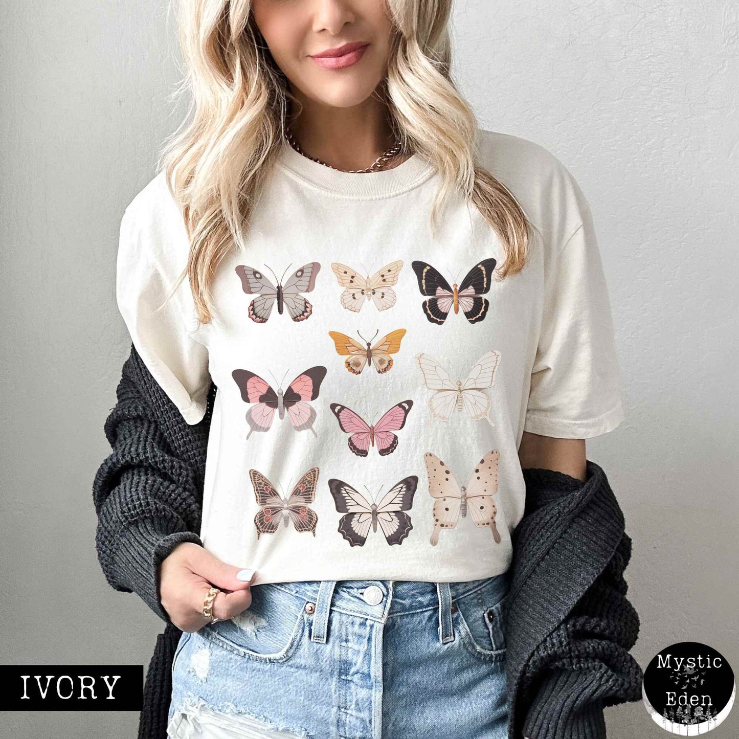 T-Shirt Ivory / S Vintage butterflies cottagecore shirt The Mystic Eden