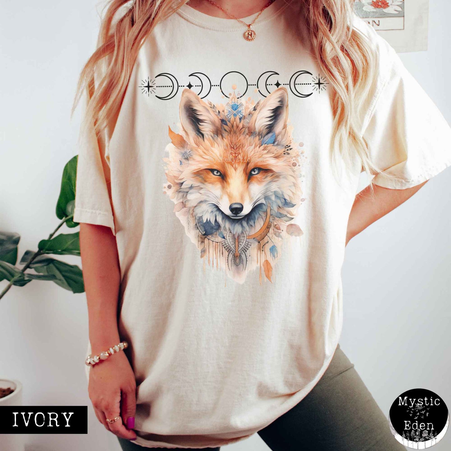 T-Shirt Ivory / S Vintage Mystical Fox Shirt The Mystic Eden