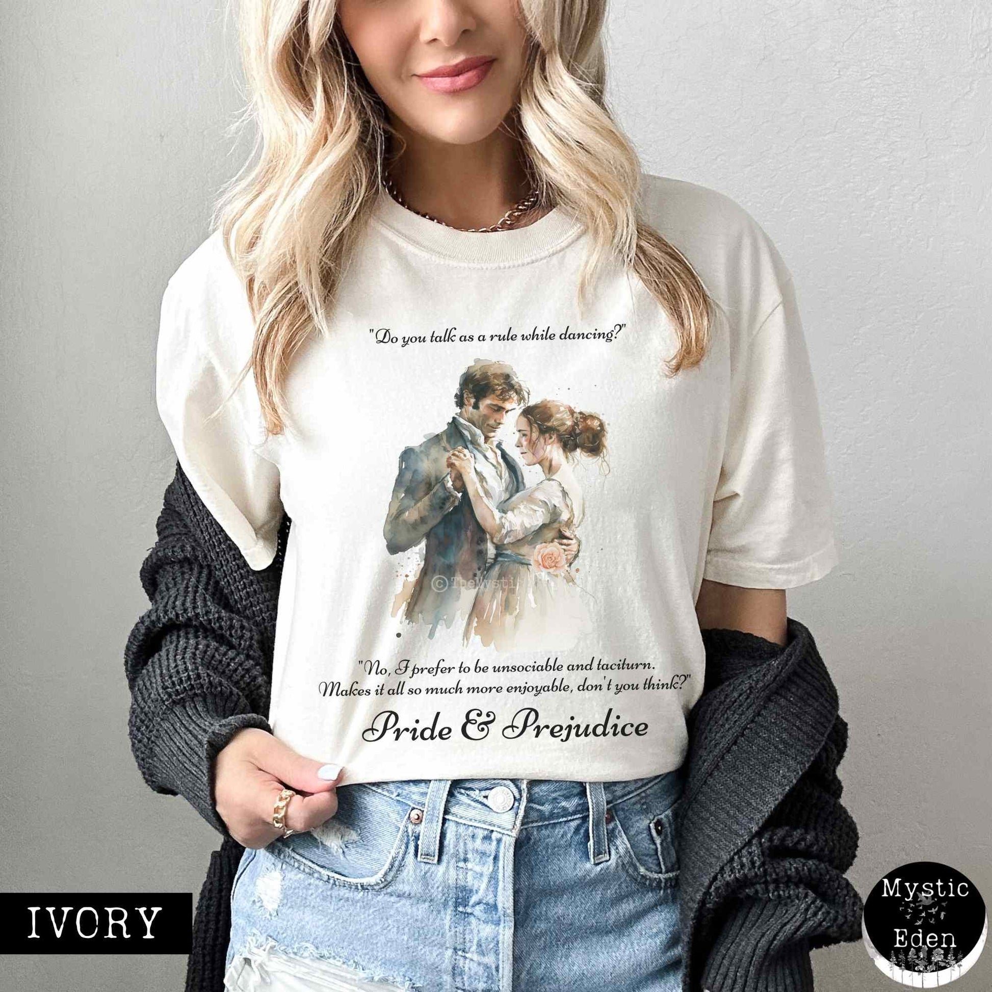 T-Shirt Ivory / S Vintage Pride & Prejudice T-shirt The Mystic Eden