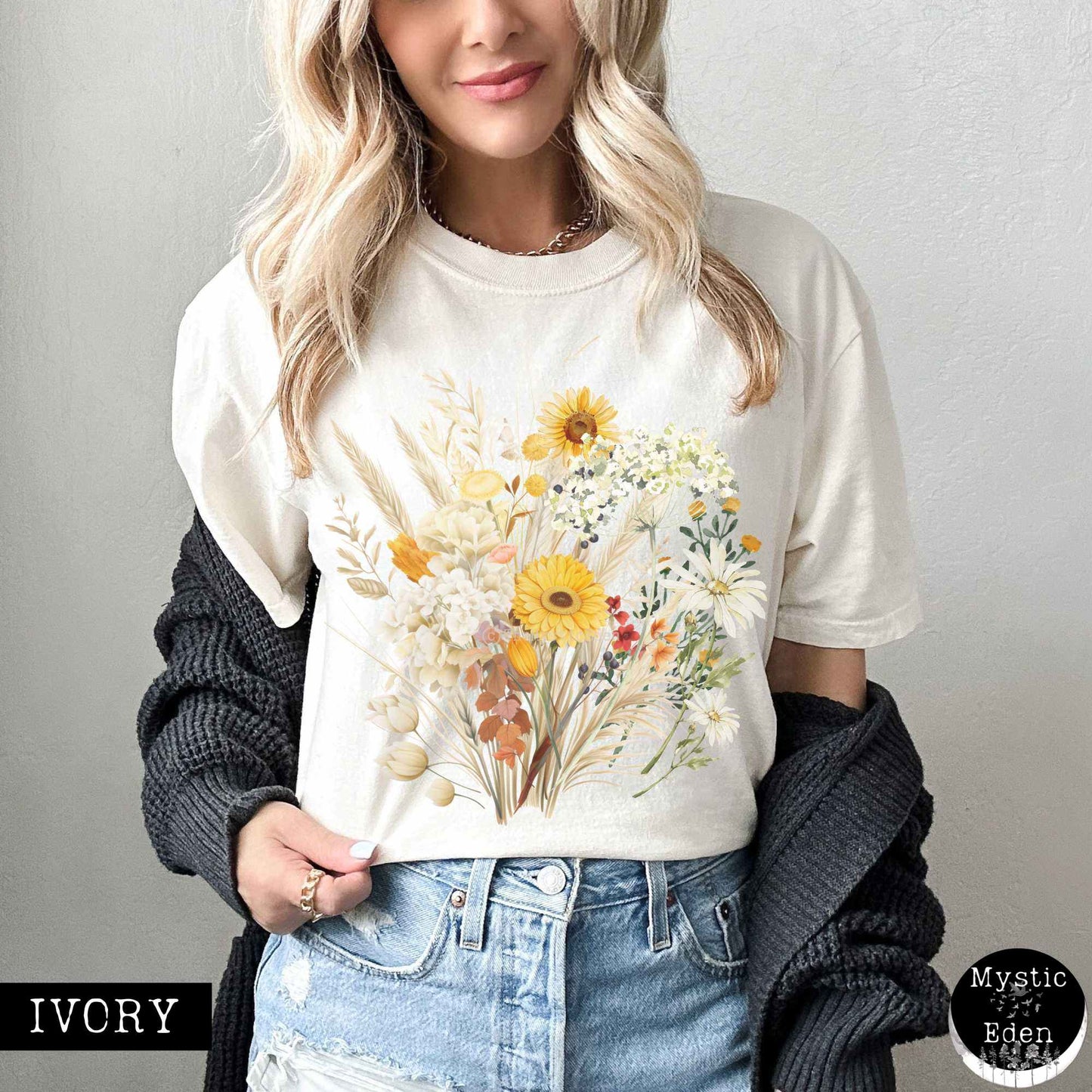 T-Shirt Ivory / S Vintage spring floral wildflowers shirt The Mystic Eden