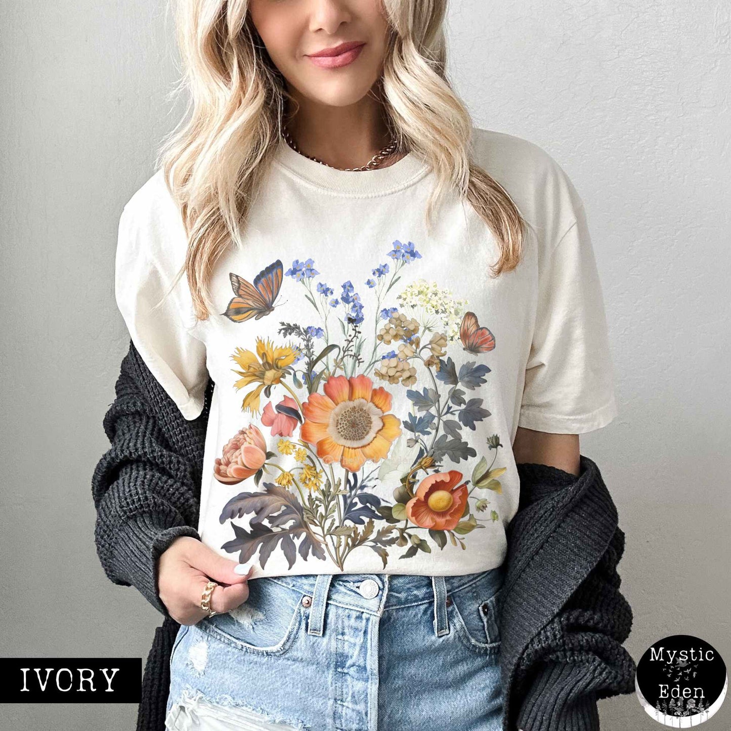 T-Shirt Ivory / S Vintage Wildflower Cottagecore Shirt The Mystic Eden