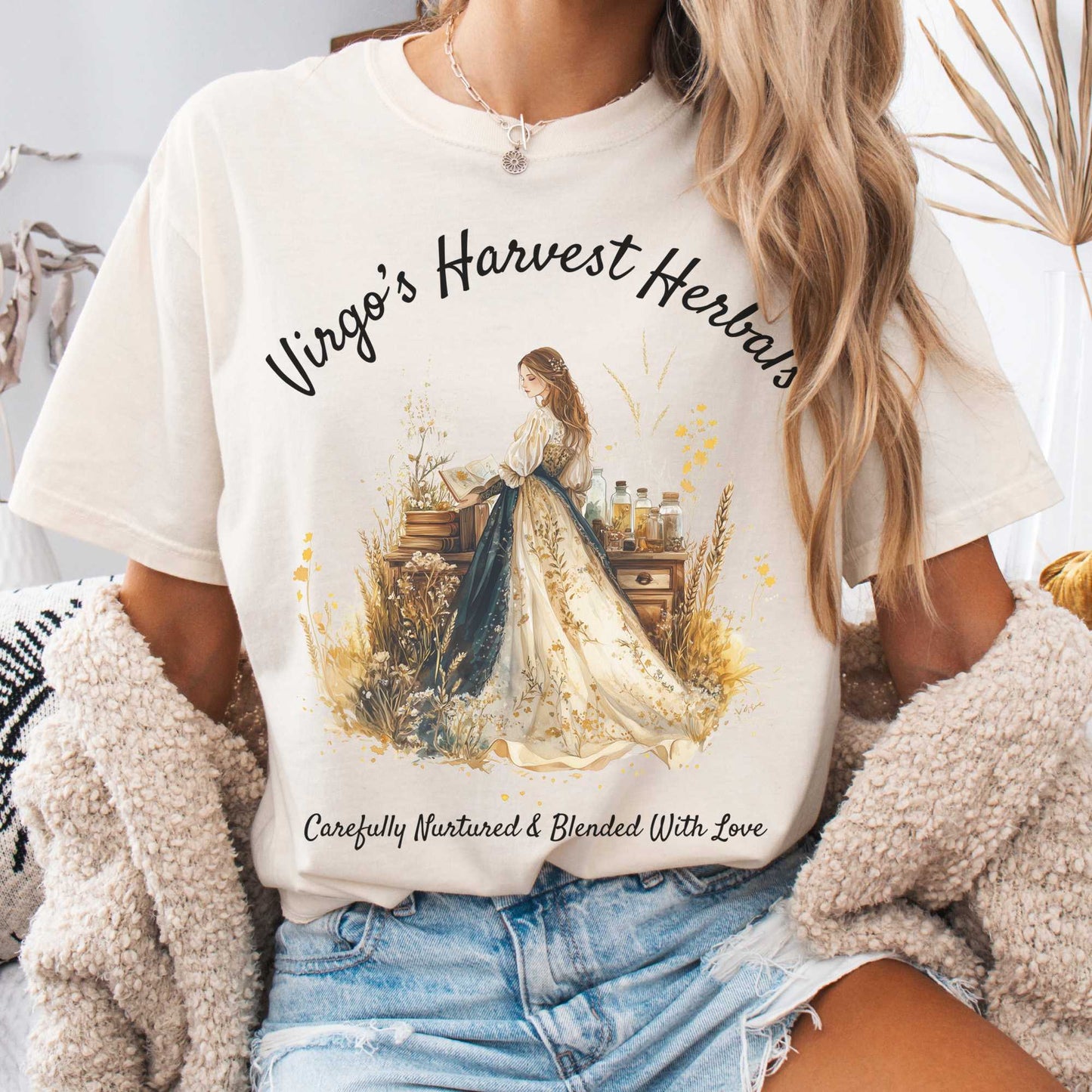 T-Shirt Ivory / S Virgo's Harvest Herbals Zodiac Shirt The Mystic Eden