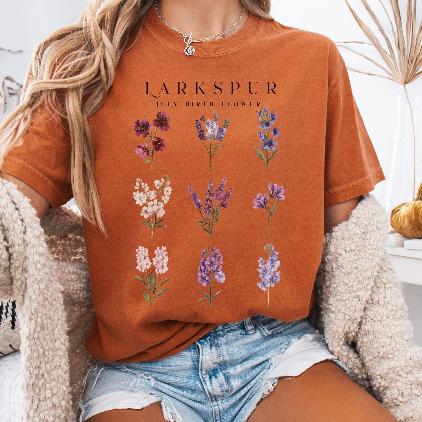 T-Shirt Larkspur July Birth Month Flower Shirt The Mystic Eden