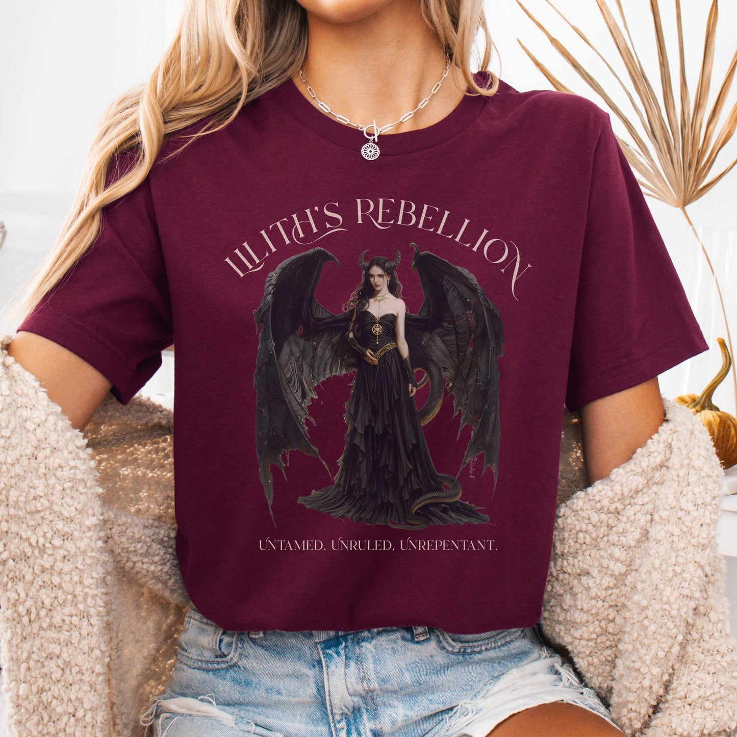 T-Shirt Maroon / S Lilith's Rebellion Bella + Canvas Tee – Dark Divine Feminine Tee The Mystic Eden