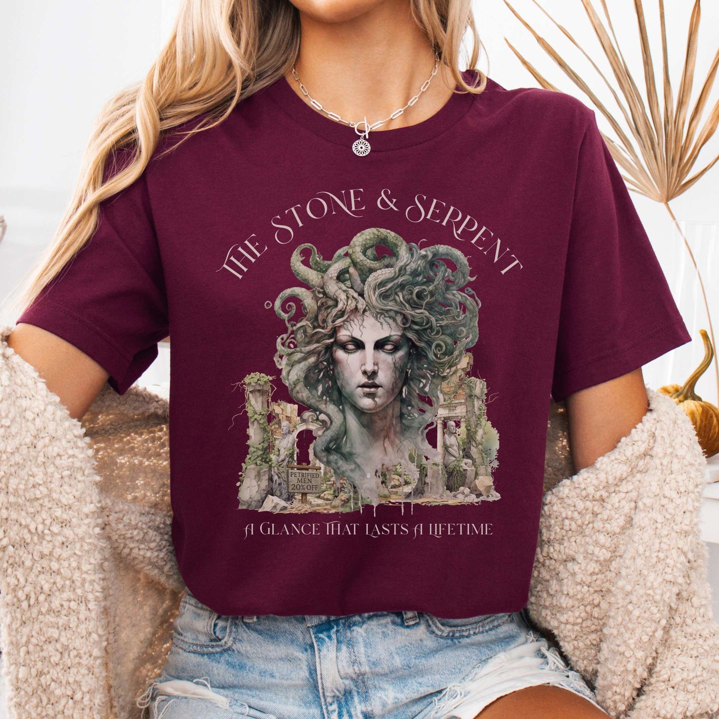 T-Shirt Maroon / S The Stone & Serpent Bella + Canvas Tee – Medusa Mythology Tee The Mystic Eden