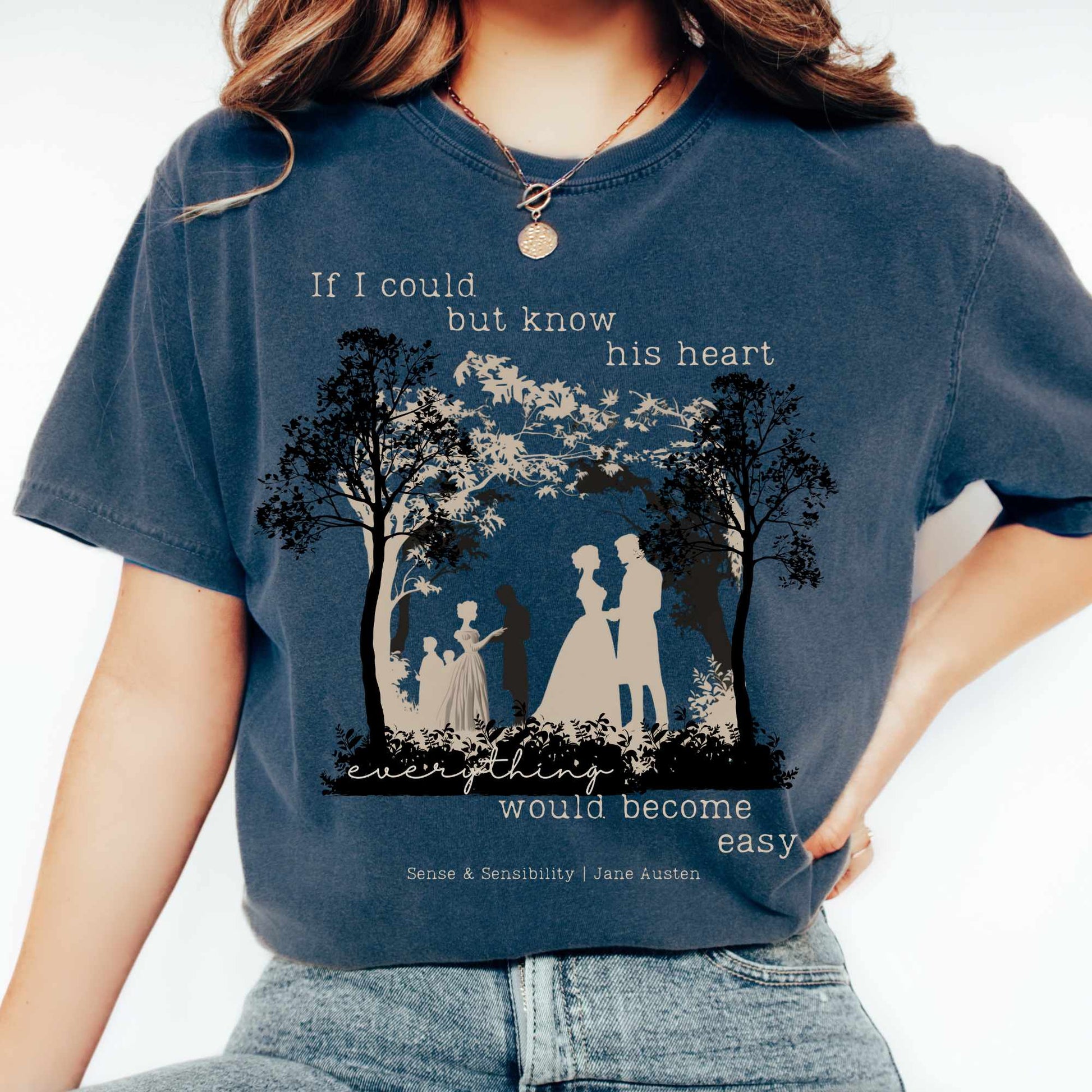 T-Shirt Midnight / S If I Could But Know His Heart - Jane Austen shirt The Mystic Eden