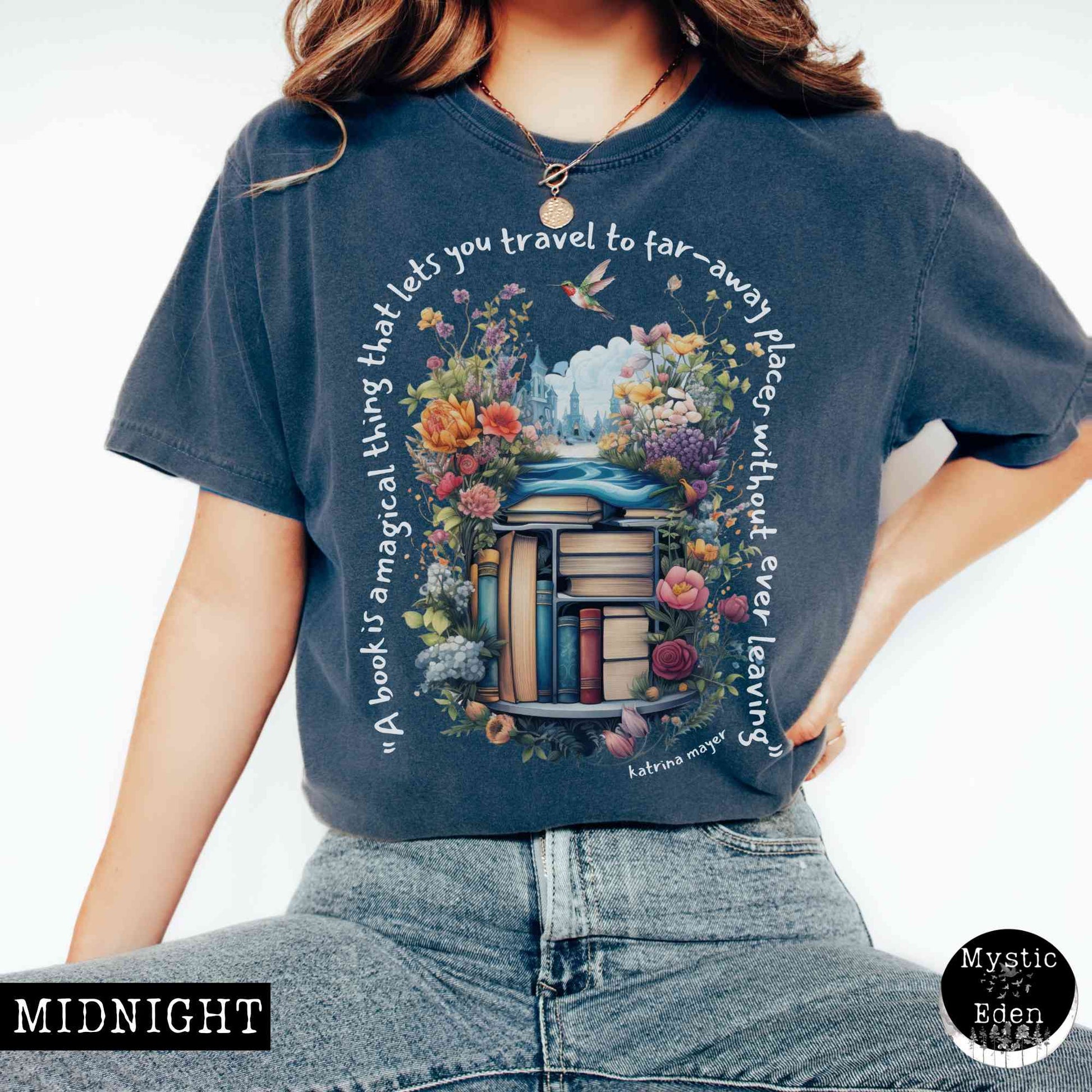 T-Shirt Midnight / S Magical book shirt comfort colors The Mystic Eden