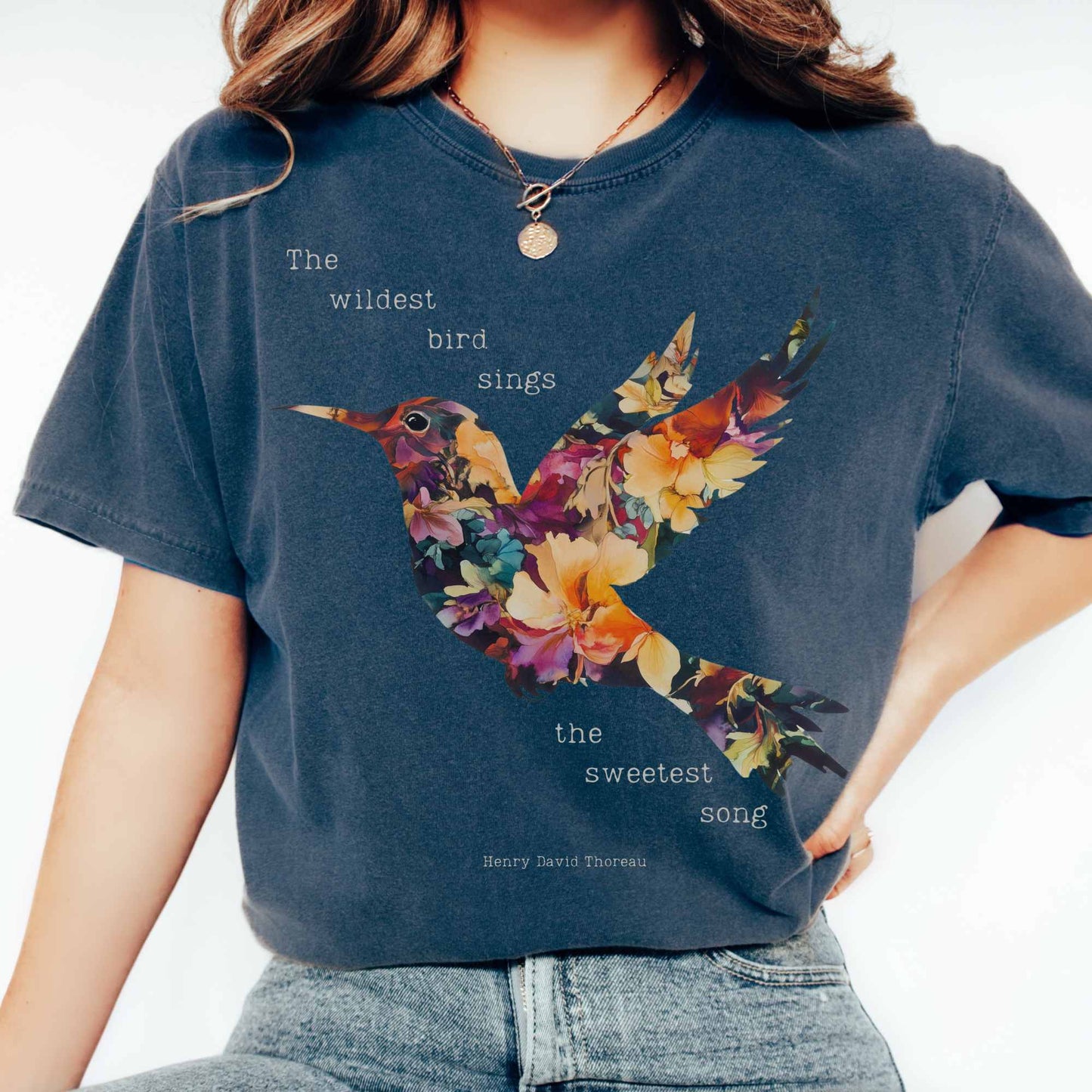 T-Shirt Midnight / S The wildest bird sings the sweetest song - Henry Thoreau Shirt The Mystic Eden