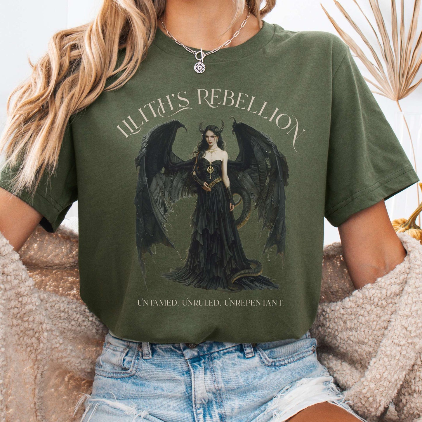 T-Shirt Military Green / S Lilith's Rebellion Bella + Canvas Tee – Dark Divine Feminine Tee The Mystic Eden