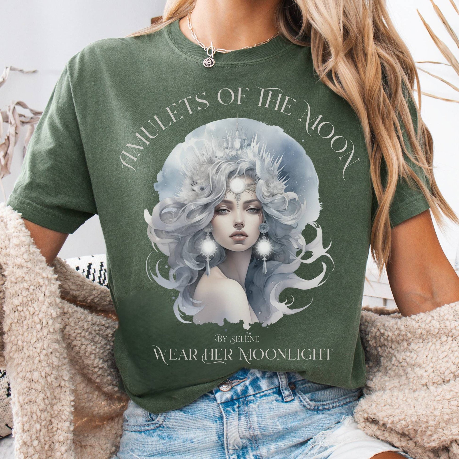 T-Shirt Moss / S Amulets of the Moon T-Shirt β Celestial Goddess Tee The Mystic Eden