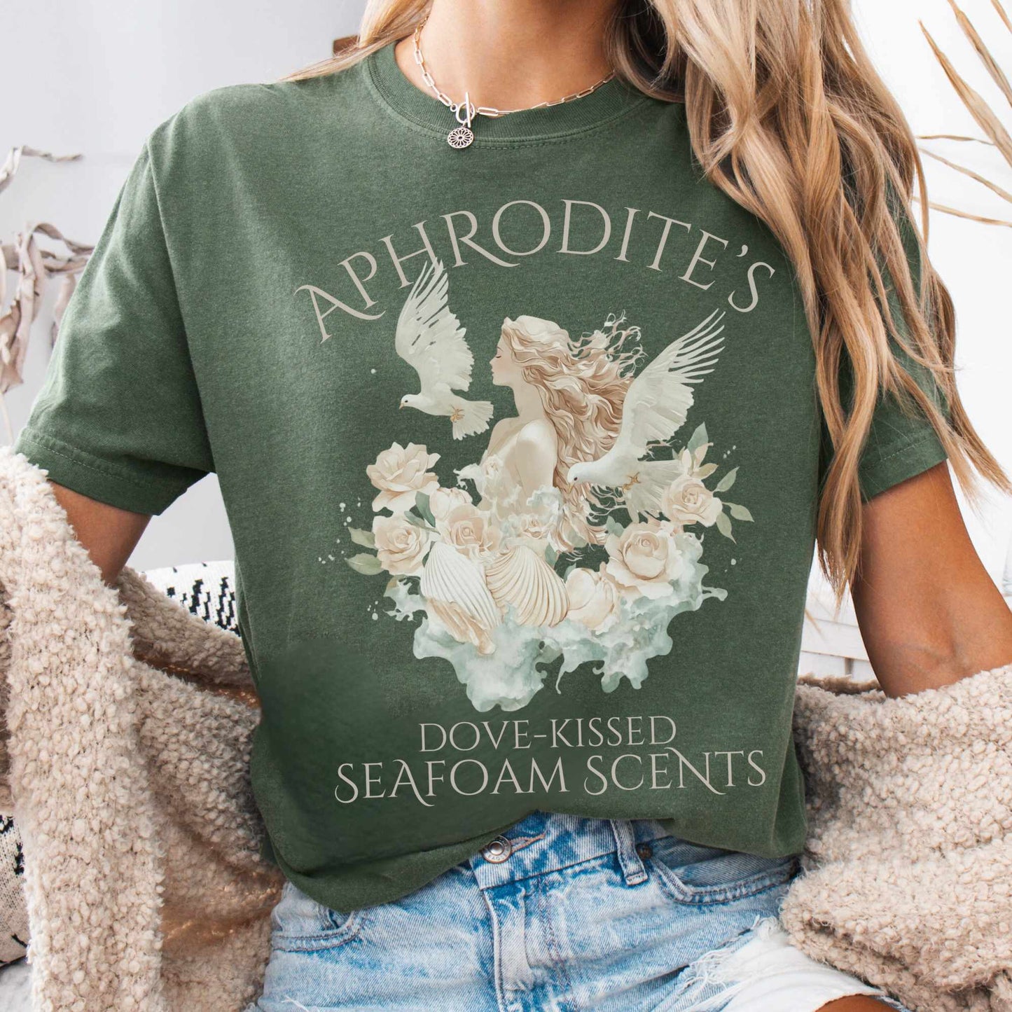 T-Shirt Moss / S Aphrodite's Dove-Kissed Seafoam Scents Tee The Mystic Eden