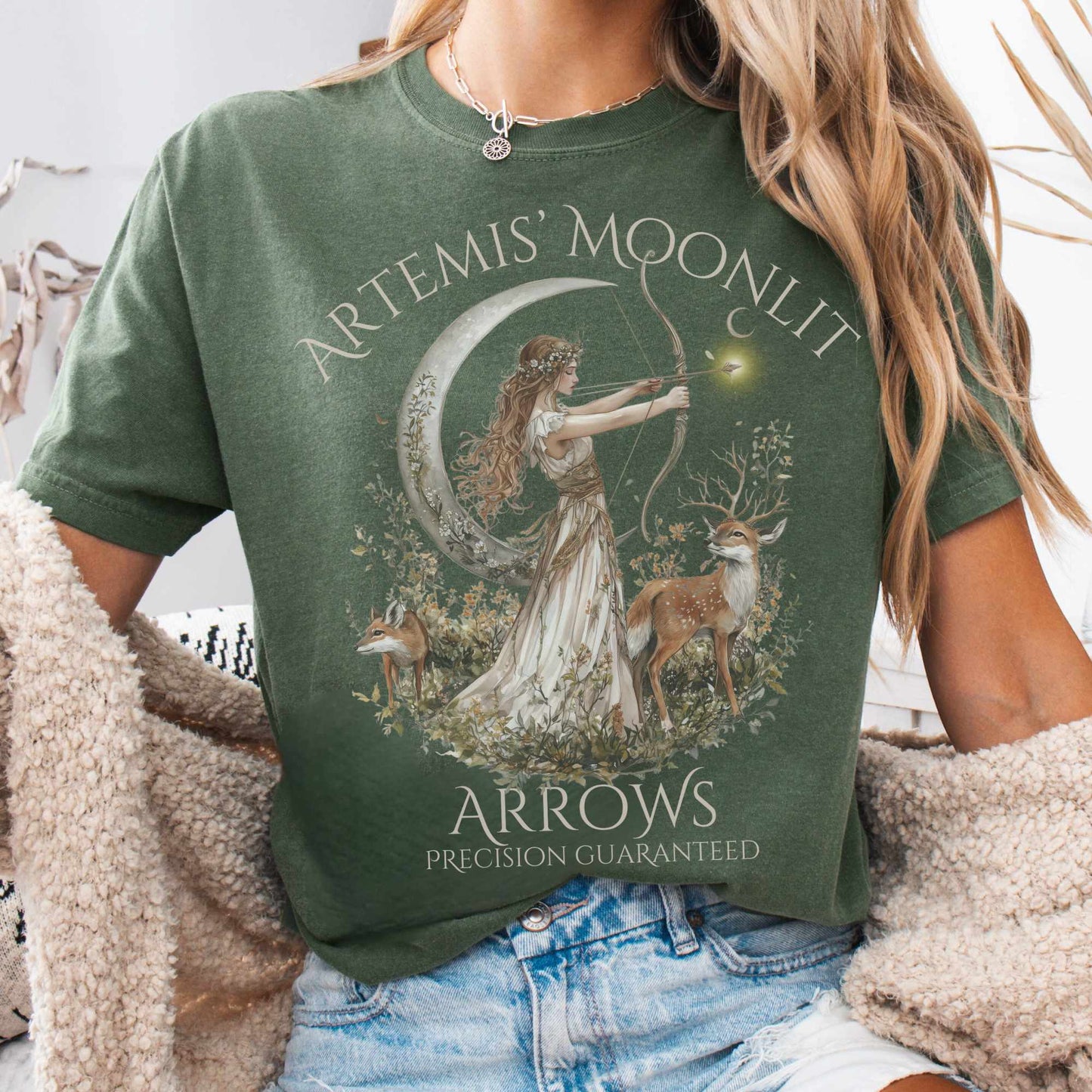 T-Shirt Moss / S Artemis' Moonlit Arrows Tee The Mystic Eden