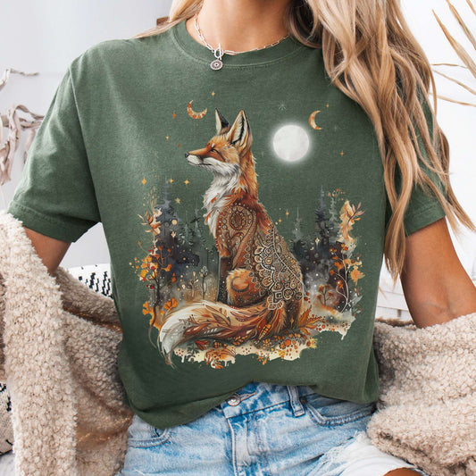 T-Shirt Moss / S Autumn Fox T-Shirt β Cozy Cottagecore Animal Tee The Mystic Eden