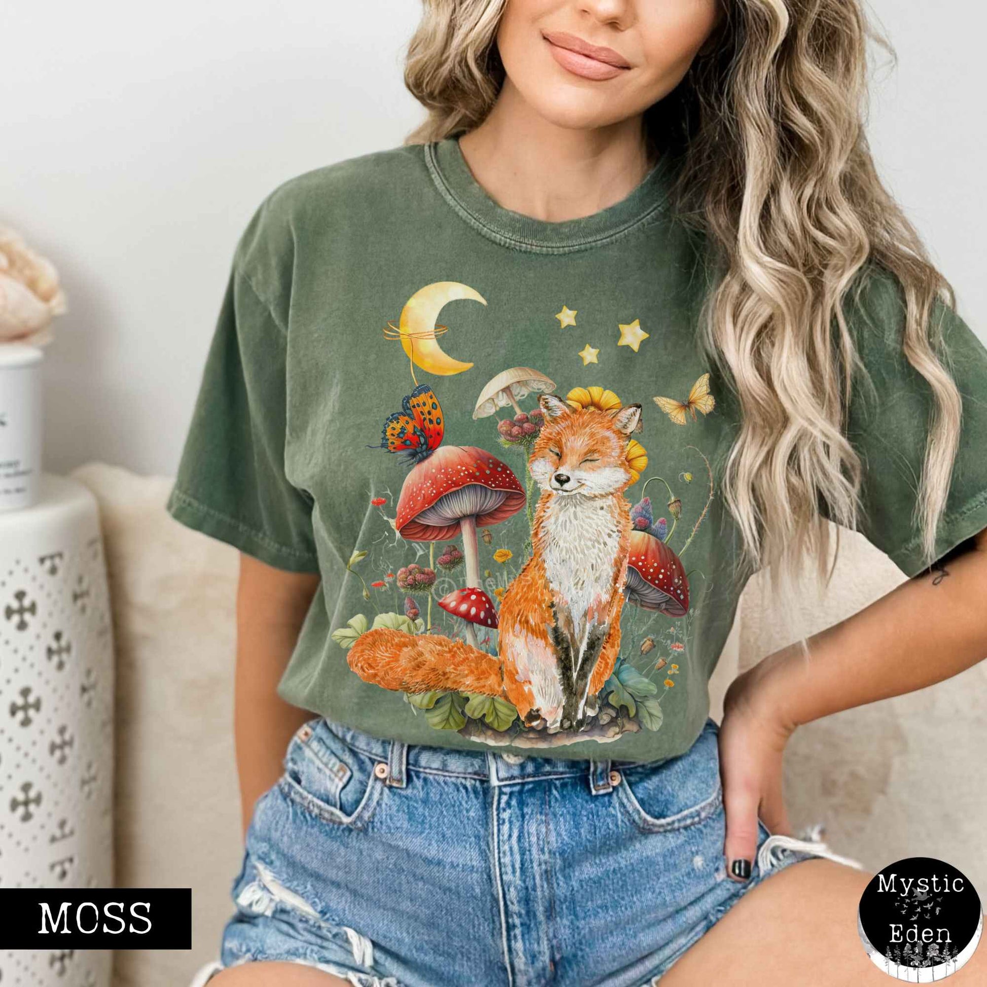 T-Shirt Moss / S Enchanting Forest Fox T-Shirt The Mystic Eden