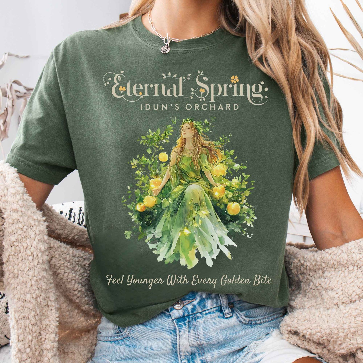 T-Shirt Moss / S Eternal Spring Idun's Orchard Norse Goddess Shirt The Mystic Eden