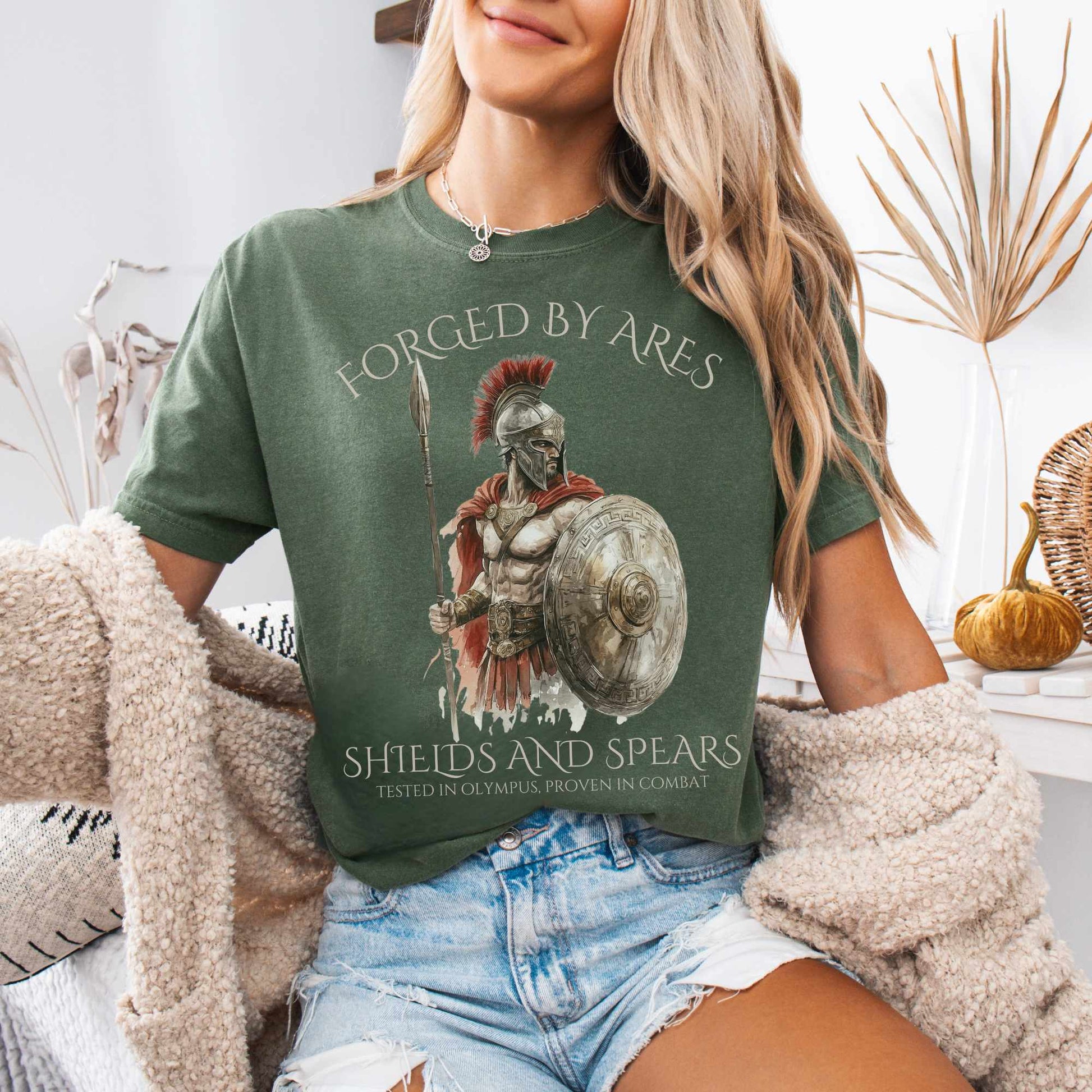 T-Shirt Moss / S Forged By Ares Shields And Spears Tee The Mystic Eden