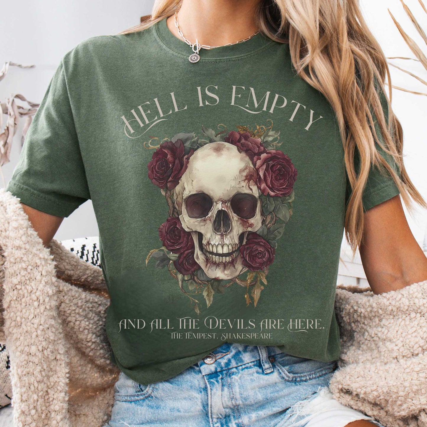 T-Shirt Moss / S Hell Is Empty And All The Devils Are Here Shakespeare Shirt The Mystic Eden
