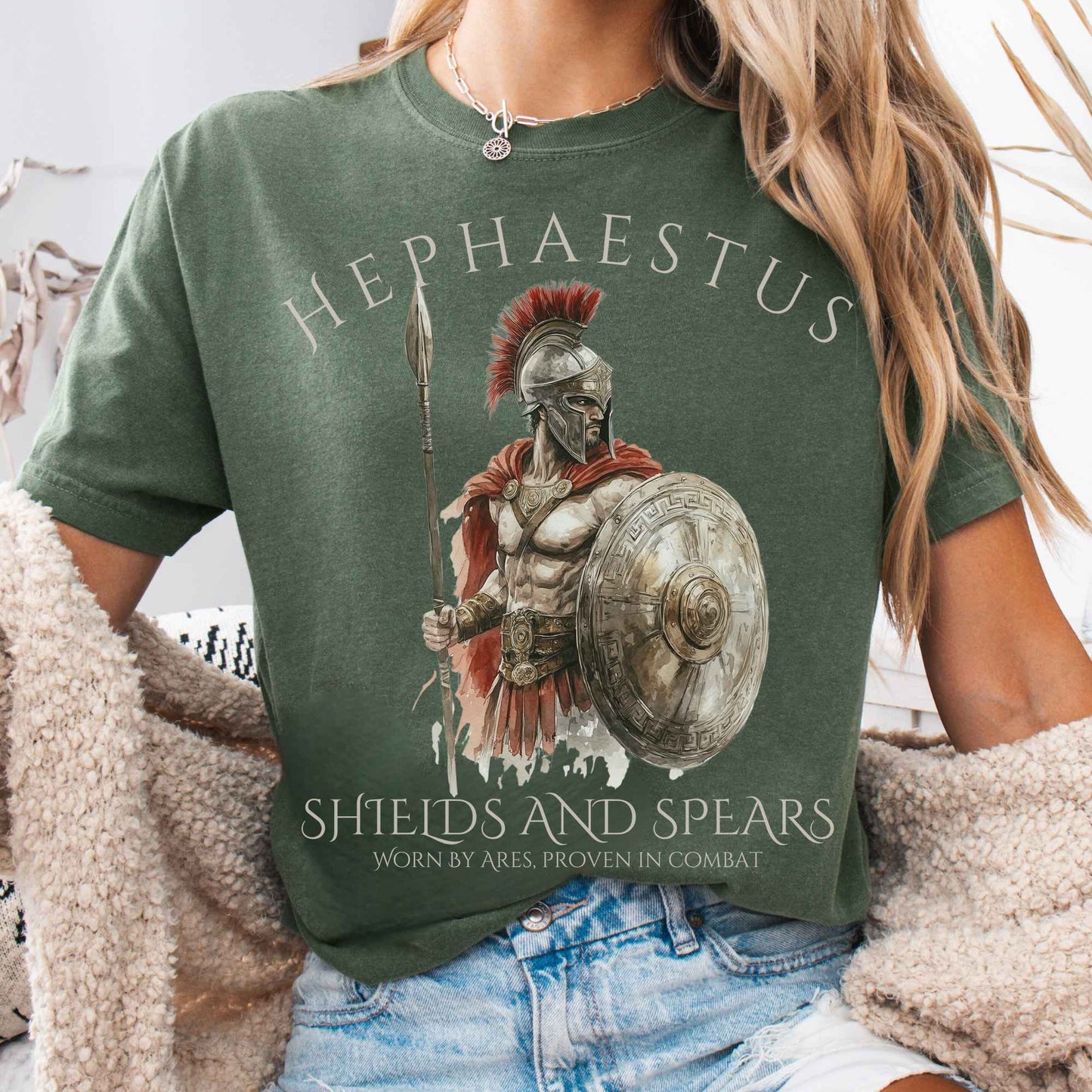 T-Shirt Moss / S Hephaestus Shields And Spears Tee The Mystic Eden