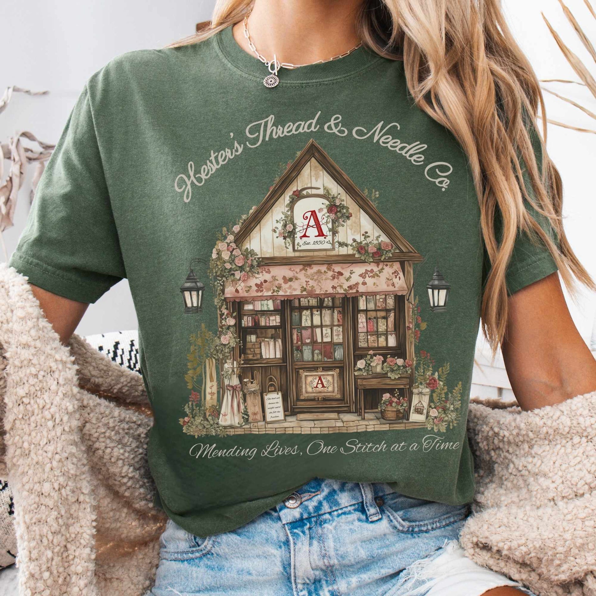 T-Shirt Moss / S Hester's Thread & Needle Co. Scarlet Letter Tee The Mystic Eden