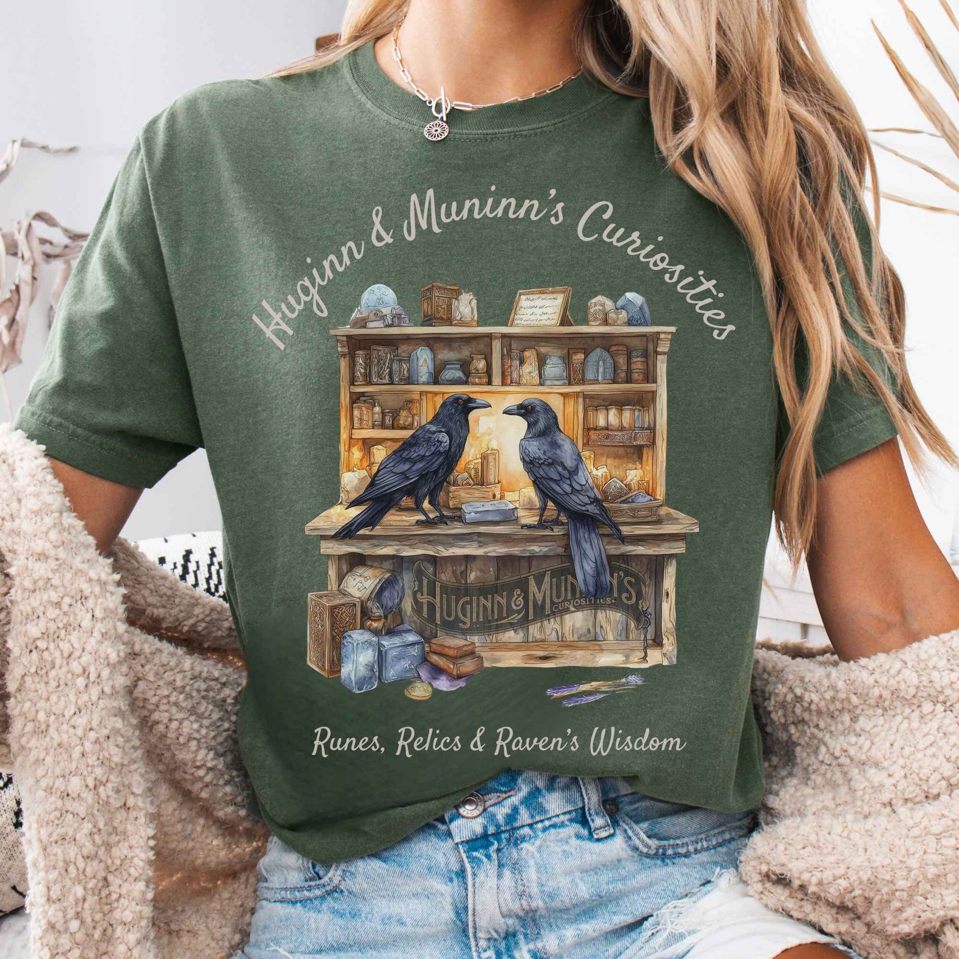 T-Shirt Moss / S Huginn and Muninn's Curiosities Norse Gods Shirt The Mystic Eden