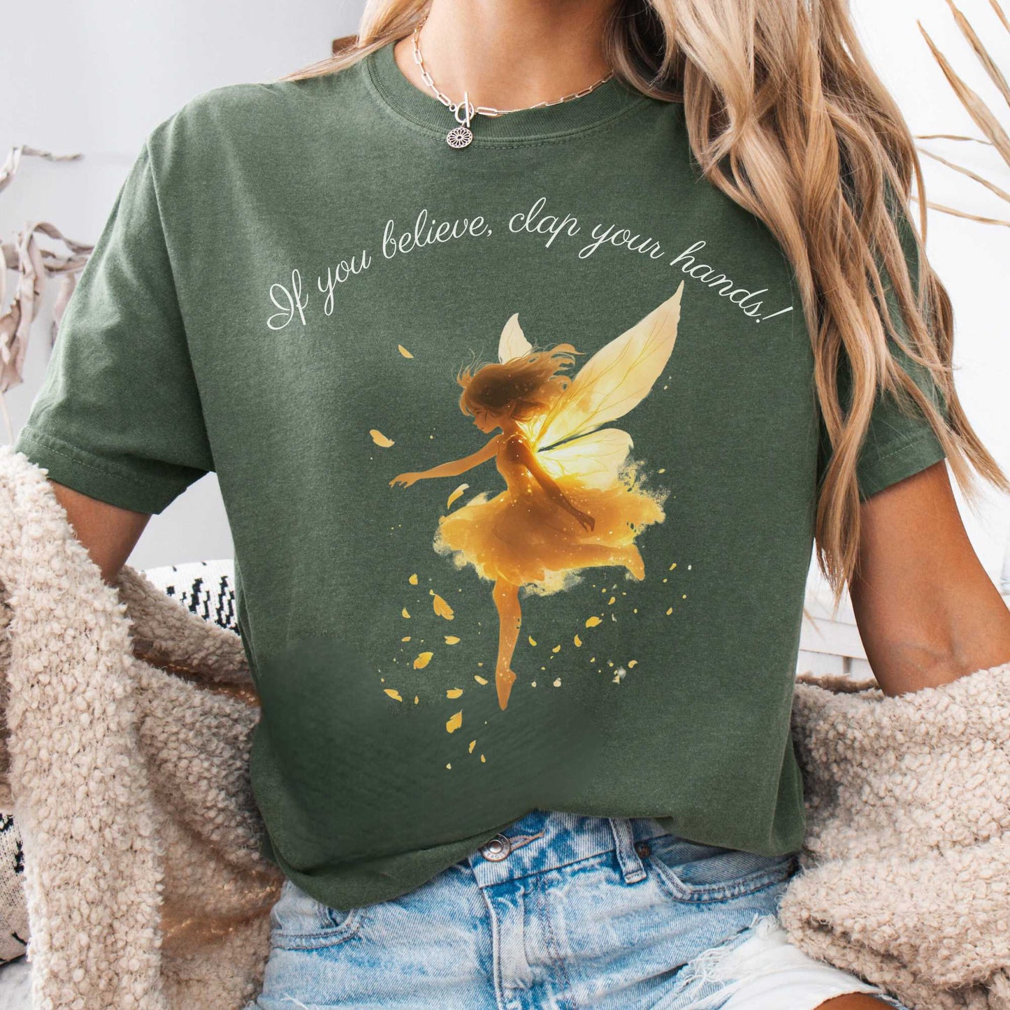 T-Shirt Moss / S If You Believe Clap Your Hands Peter Pan Shirt - J M Barrie The Mystic Eden