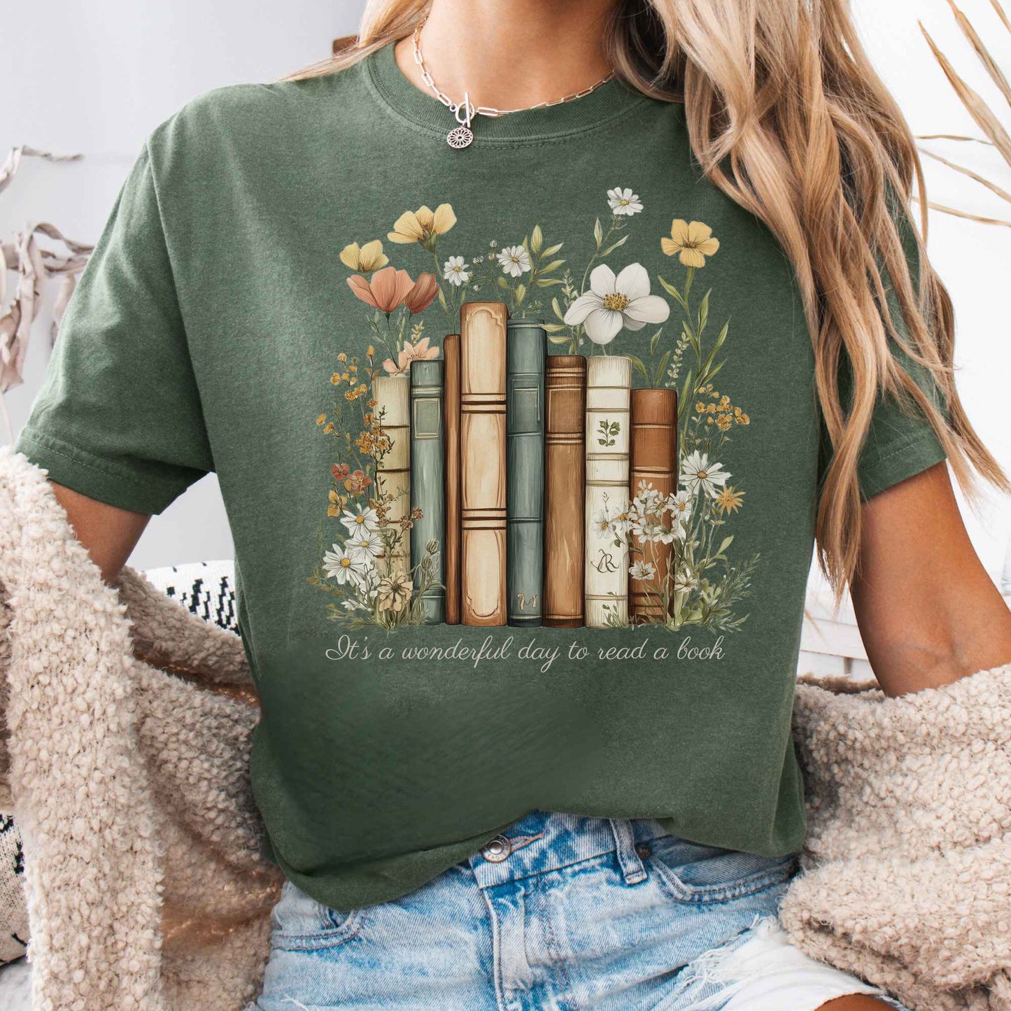 T-Shirt Moss / S It's A Wonderful Day To Read A Book Shirt The Mystic Eden