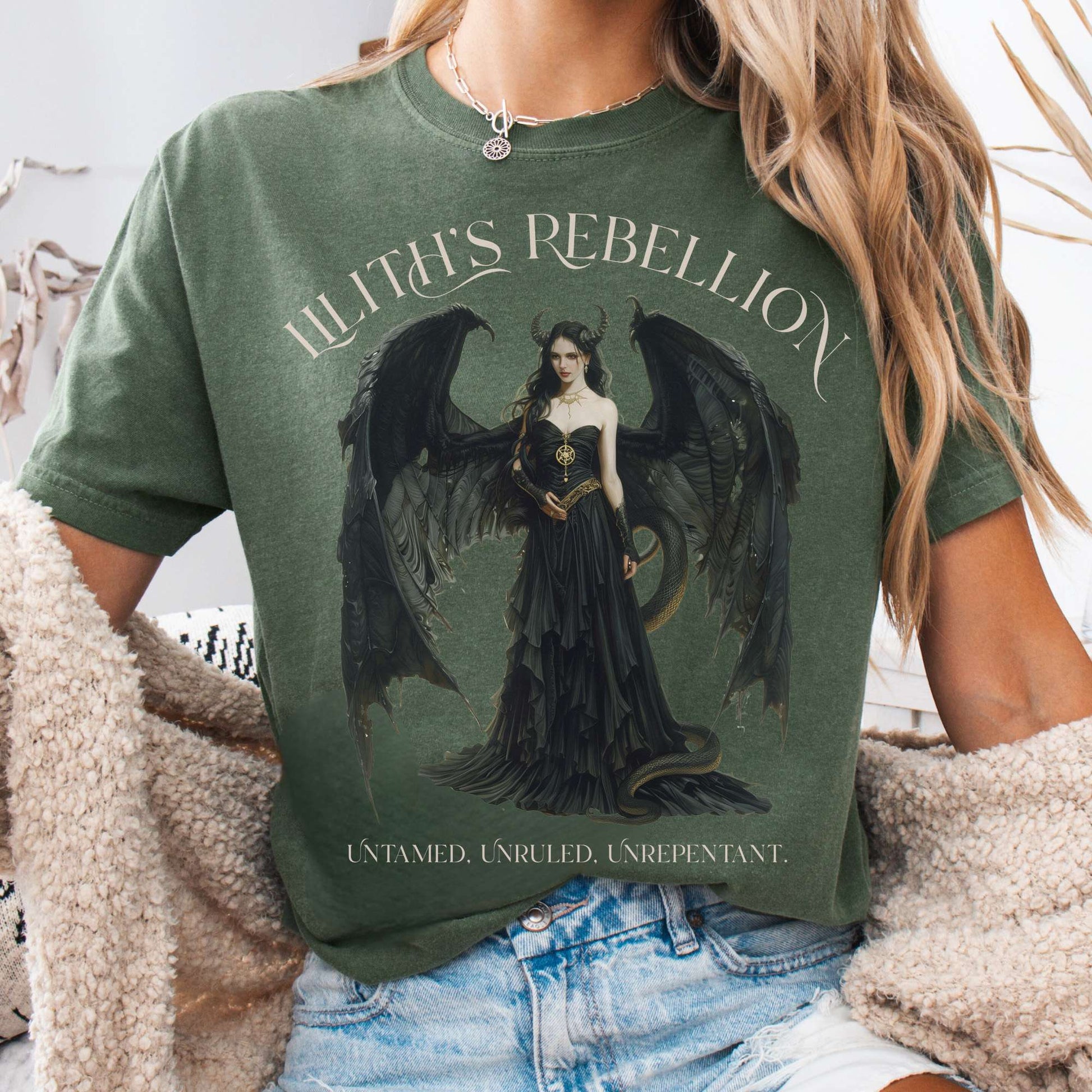 T-Shirt Moss / S Lilith's Rebellion T-Shirt β Dark Divine Feminine Tee The Mystic Eden