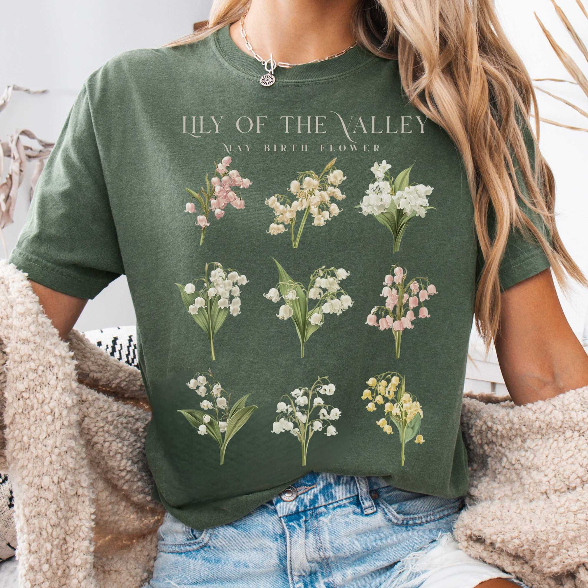 T-Shirt Moss / S Lily of the Valley May Birth Month Flower Shirt The Mystic Eden