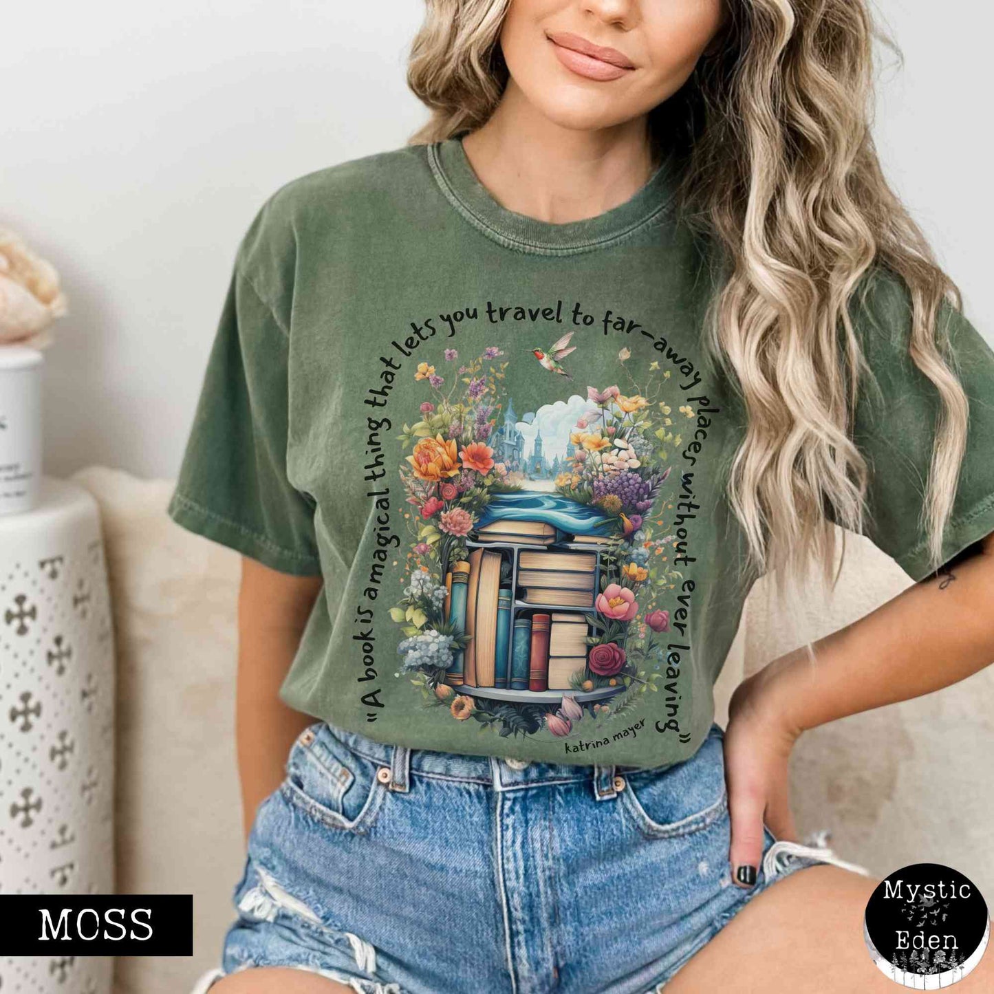T-Shirt Moss / S Magical book shirt comfort colors The Mystic Eden