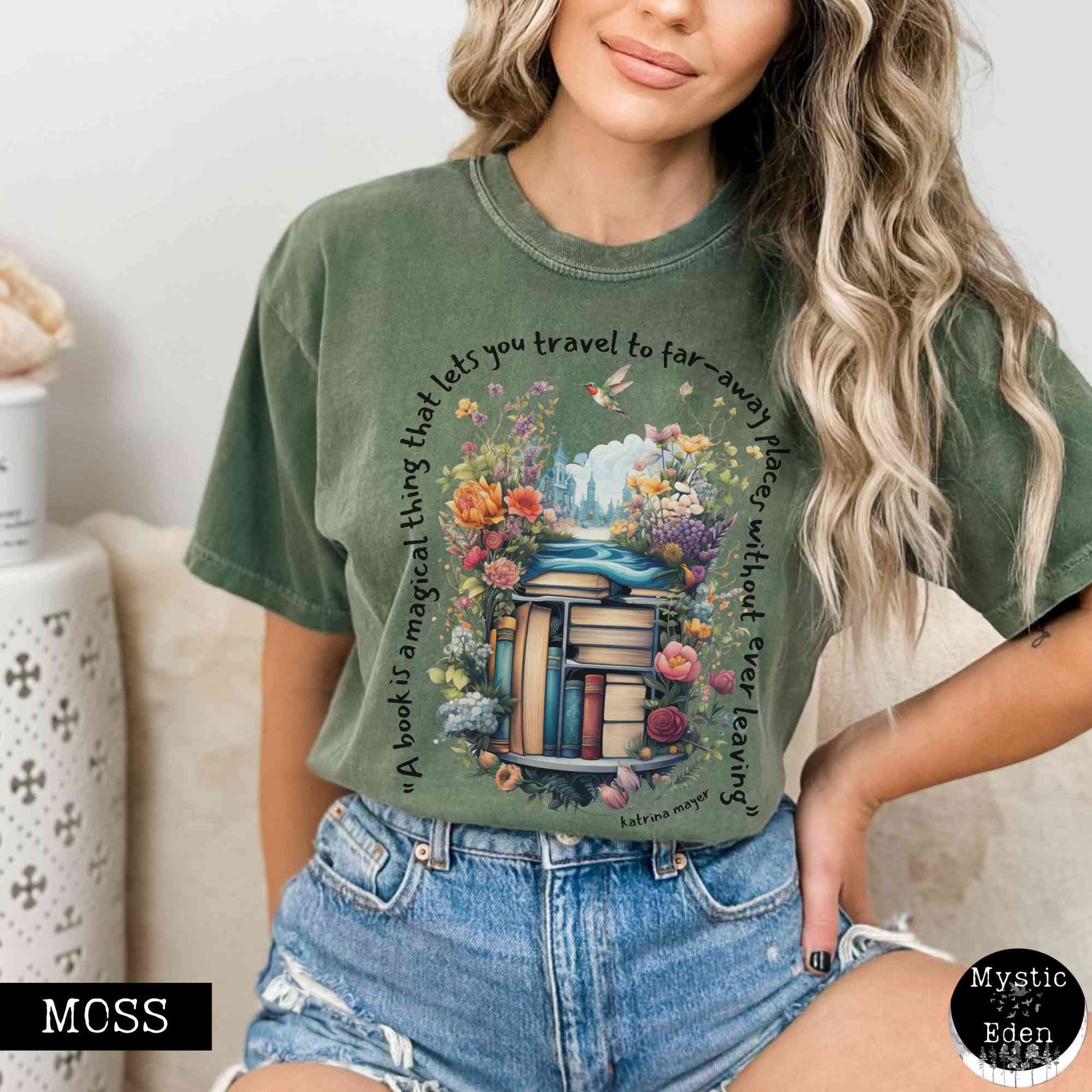 T-Shirt Moss / S Magical book shirt comfort colors The Mystic Eden
