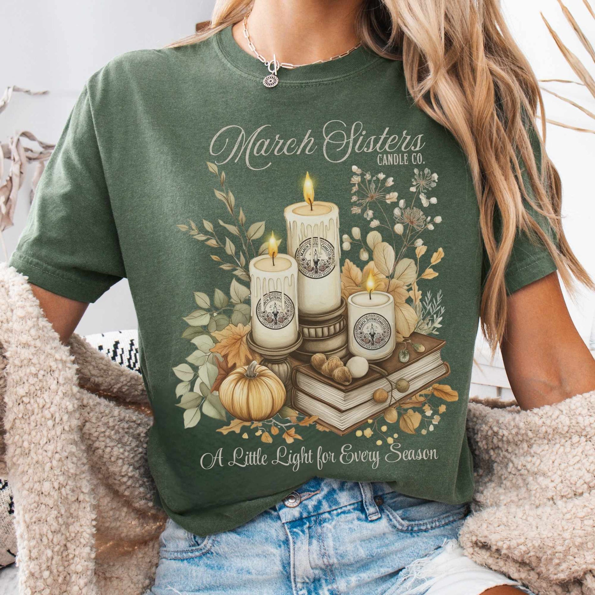 T-Shirt Moss / S March Sisters Candle Co Little Women Shirt The Mystic Eden
