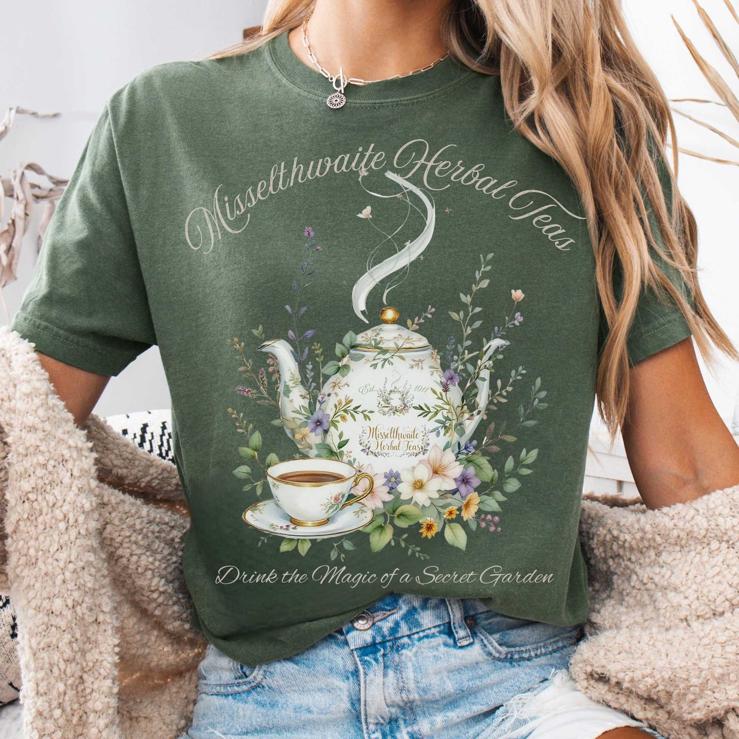 T-Shirt Moss / S Misselthwaite Herbal Teas - The Secret Garden Tee The Mystic Eden