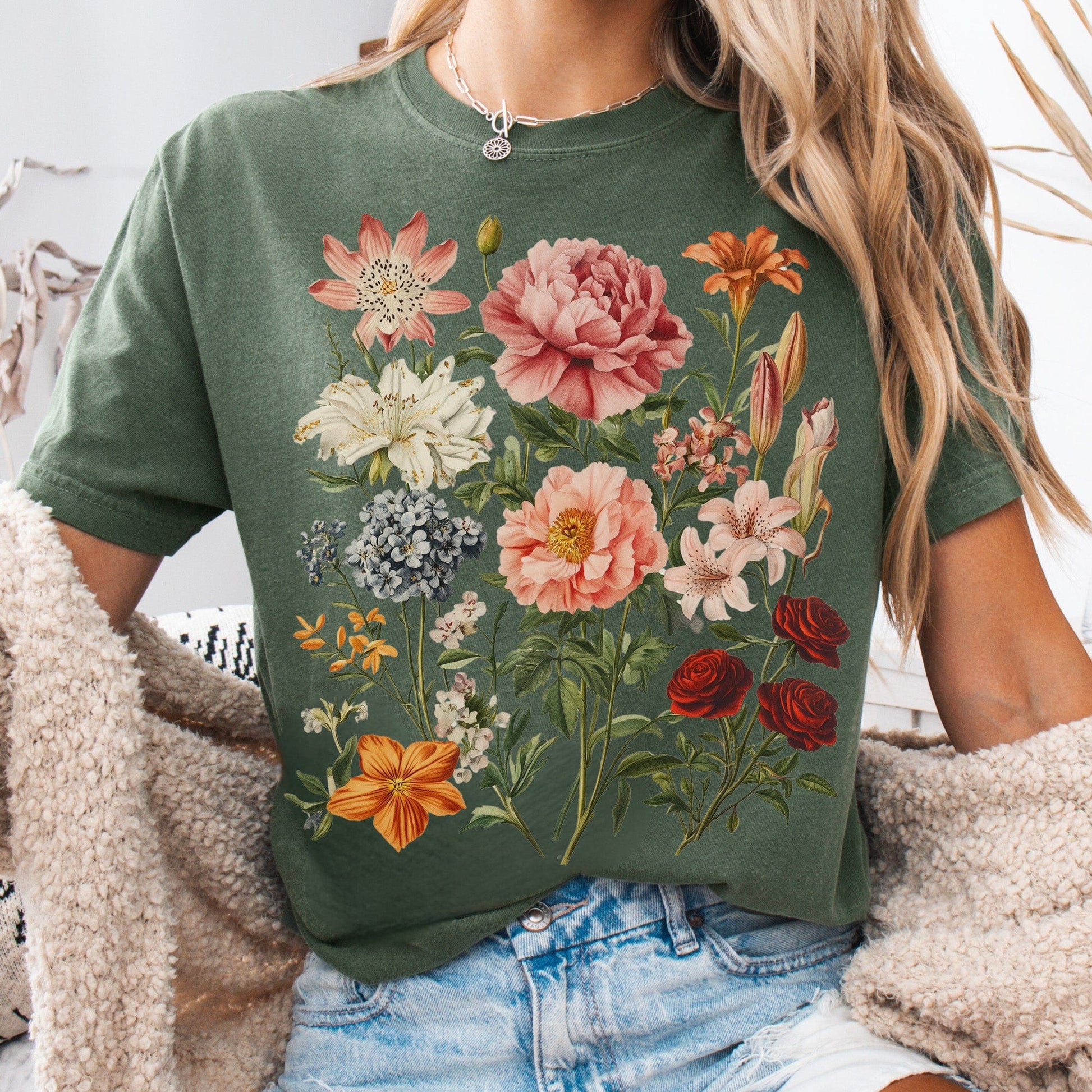T-Shirt Moss / S Mixed Florals Shirt The Mystic Eden