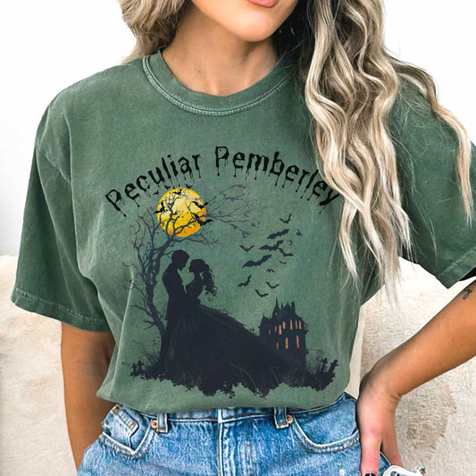 T-Shirt Moss / S Peculiar Pemberley Pride & Prejudice Halloween Shirt The Mystic Eden
