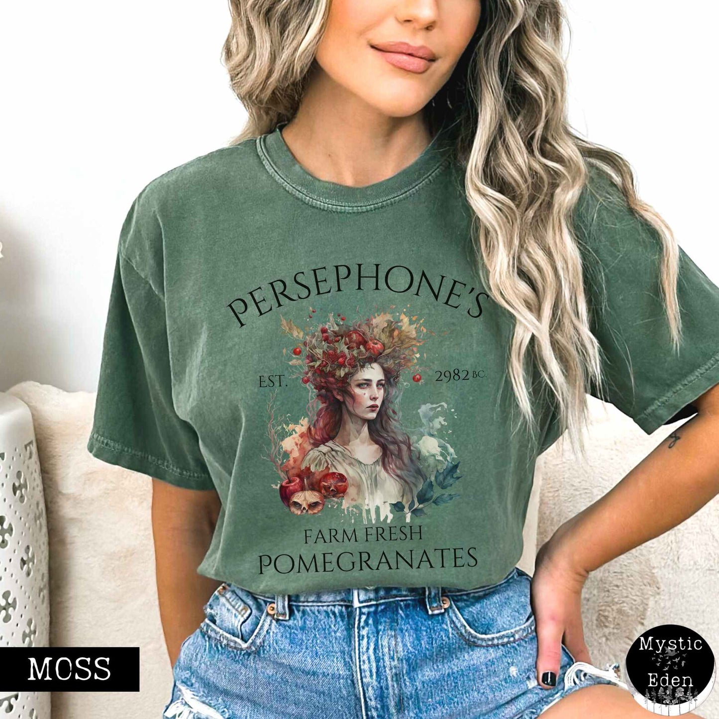 T-Shirt Moss / S Persephone's 2982 BC Greek Mythology Shirt The Mystic Eden