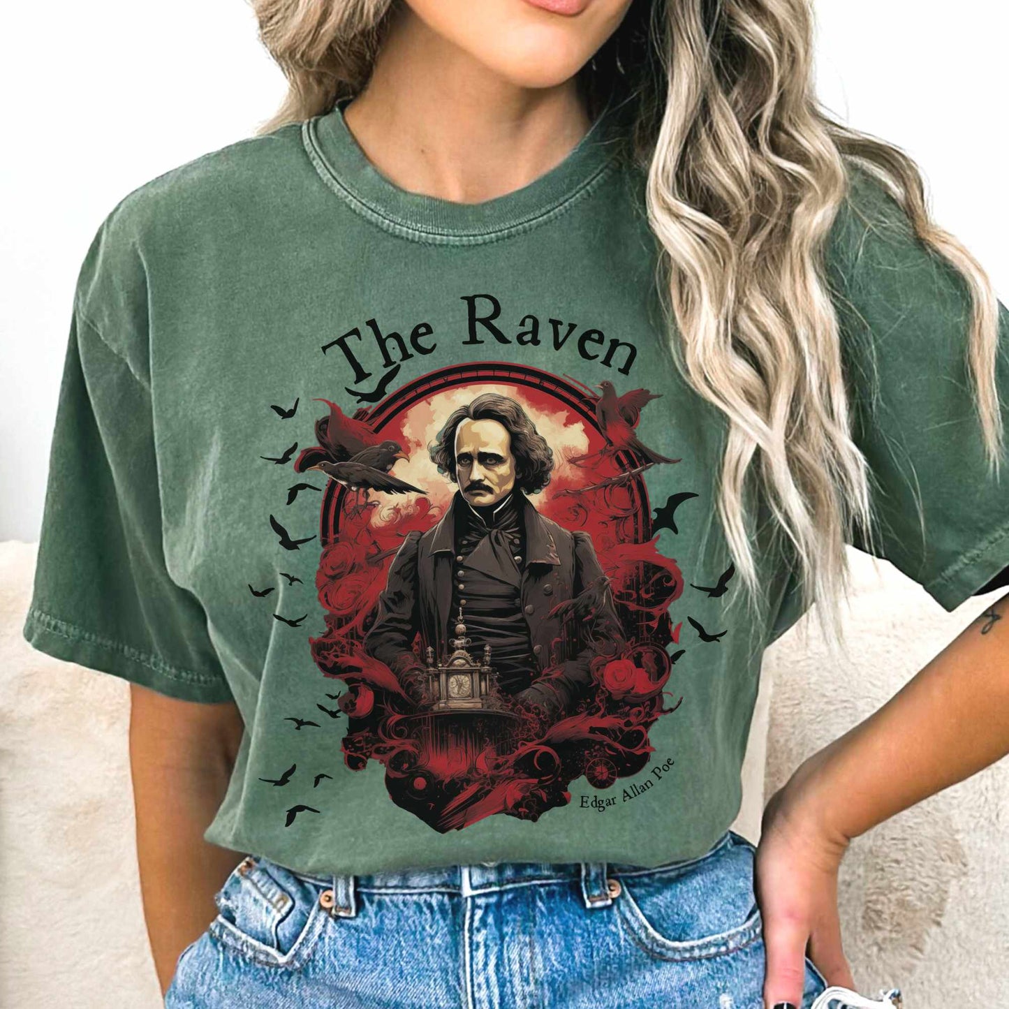 T-Shirt Moss / S The Raven Edgar Allan Poe Shirt The Mystic Eden