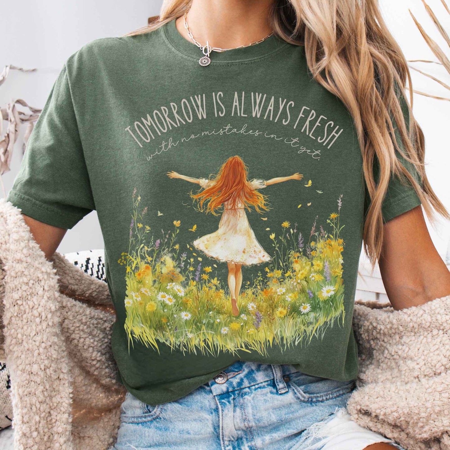 T-Shirt Moss / S Tomorrow is Always Fresh With No Mistakes Anne of Green Gables Shirt The Mystic Eden