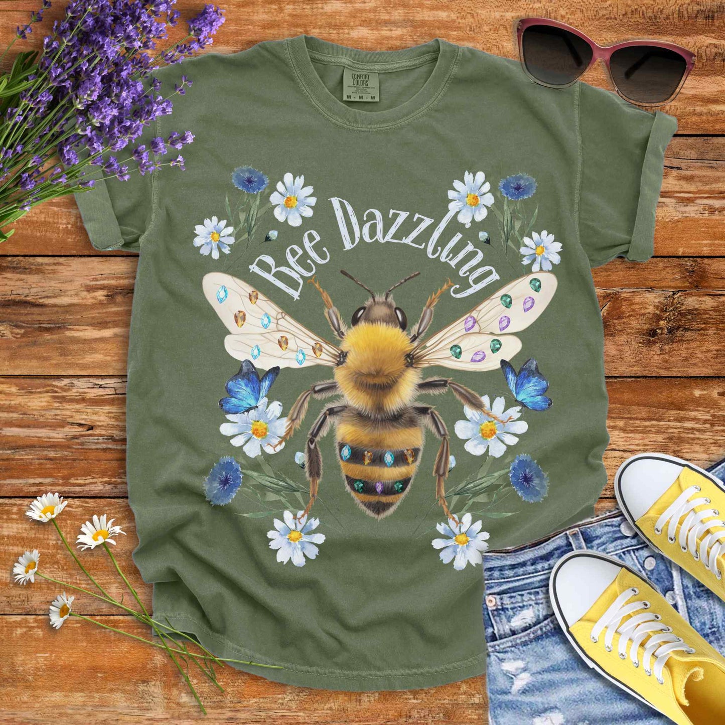 T-Shirt Moss / S Vintage Bee Dazzling T-Shirt The Mystic Eden