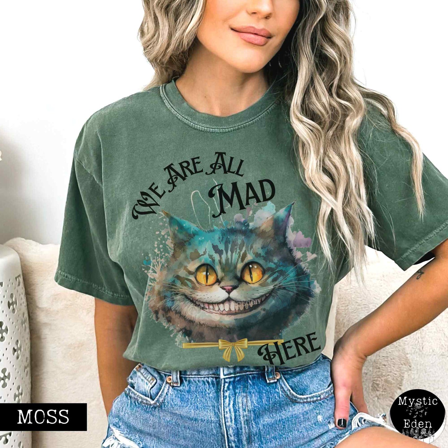 T-Shirt Moss / S Vintage Cheshire Cat Alice in Wonderland T-Shirt The Mystic Eden