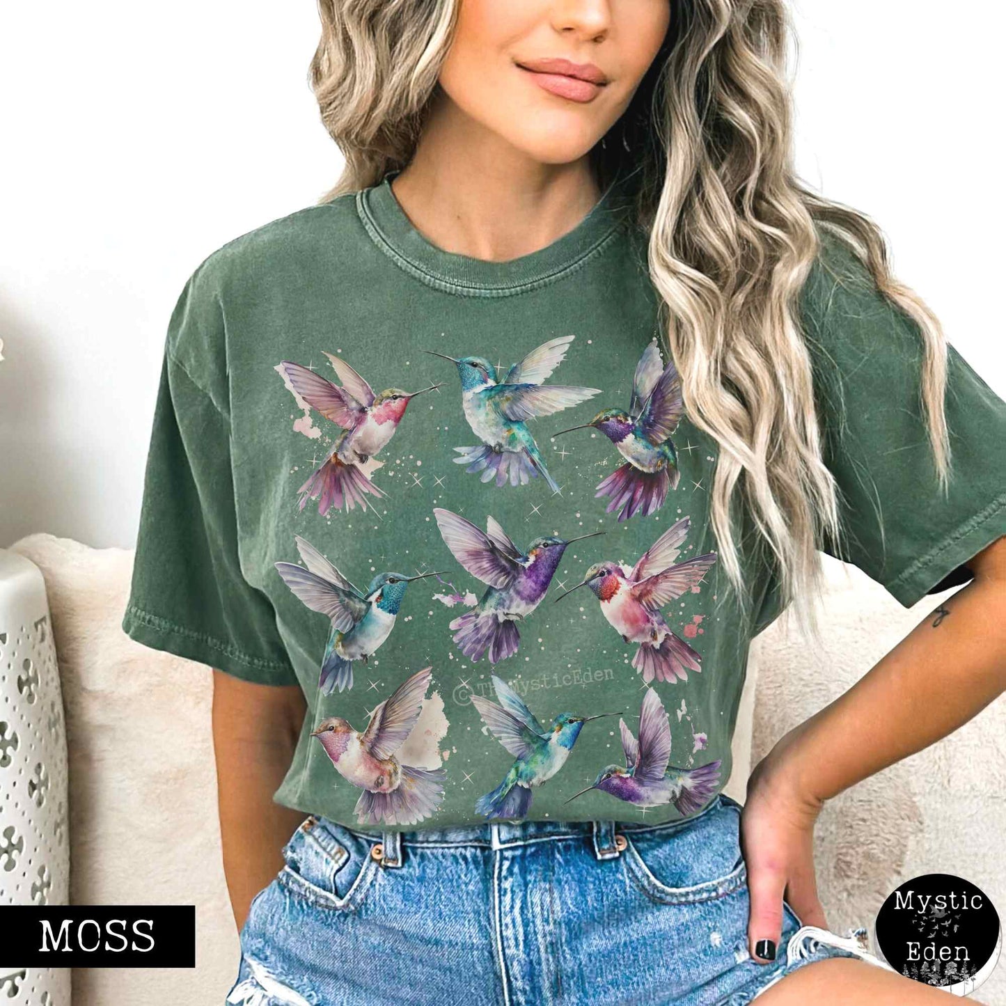 T-Shirt Moss / S Vintage Hummingbird T-shirt The Mystic Eden
