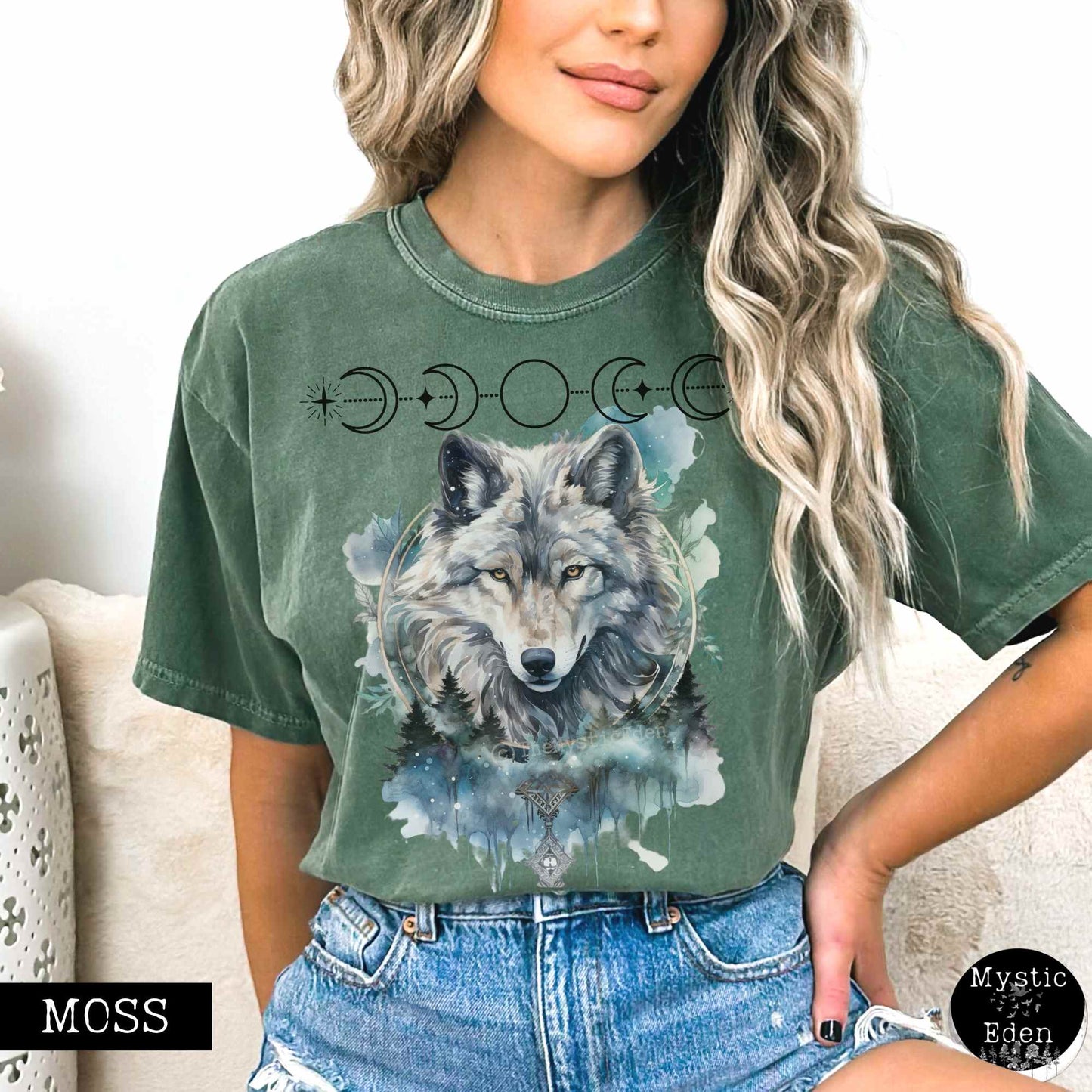 T-Shirt Moss / S Vintage Wolf T-shirt The Mystic Eden