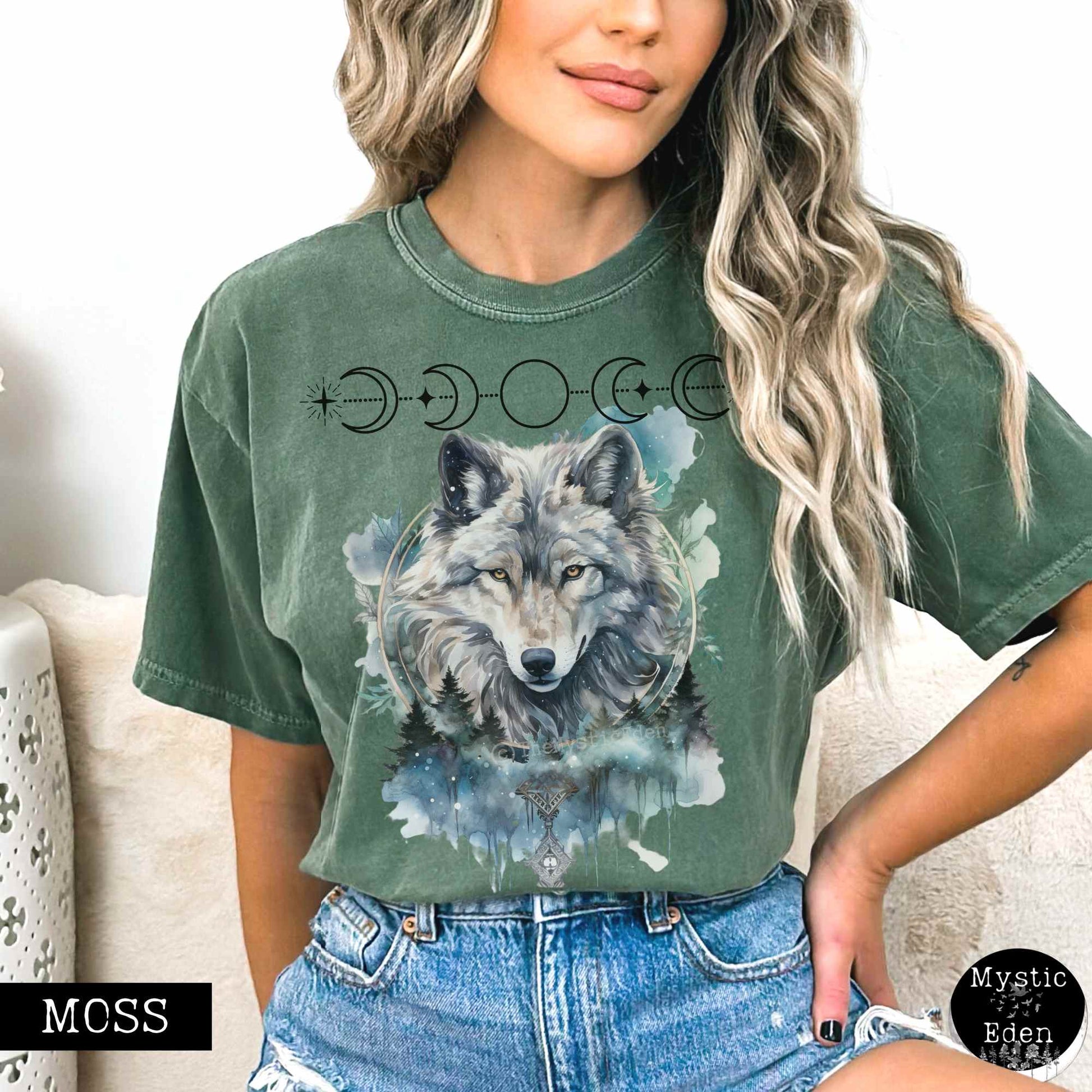 T-Shirt Moss / S Vintage Wolf T-shirt The Mystic Eden