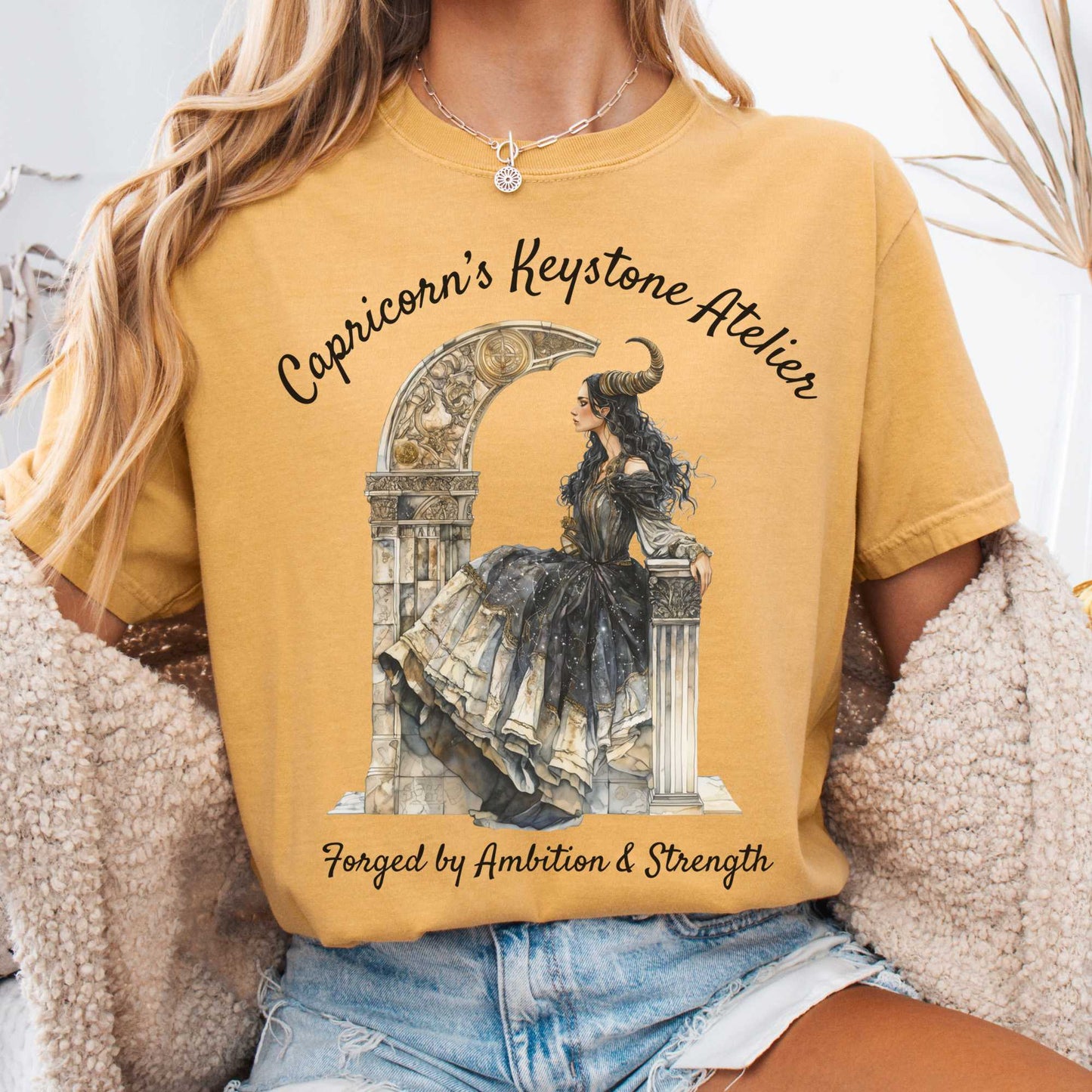 T-Shirt Mustard / S Capricorn's Keystone Ateliers Zodiac Shirt The Mystic Eden