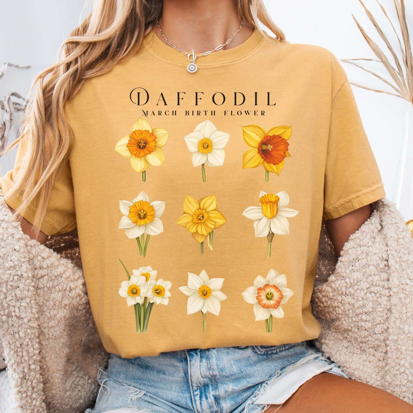 T-Shirt Mustard / S Daffodil March Birth Month Flower Shirt The Mystic Eden