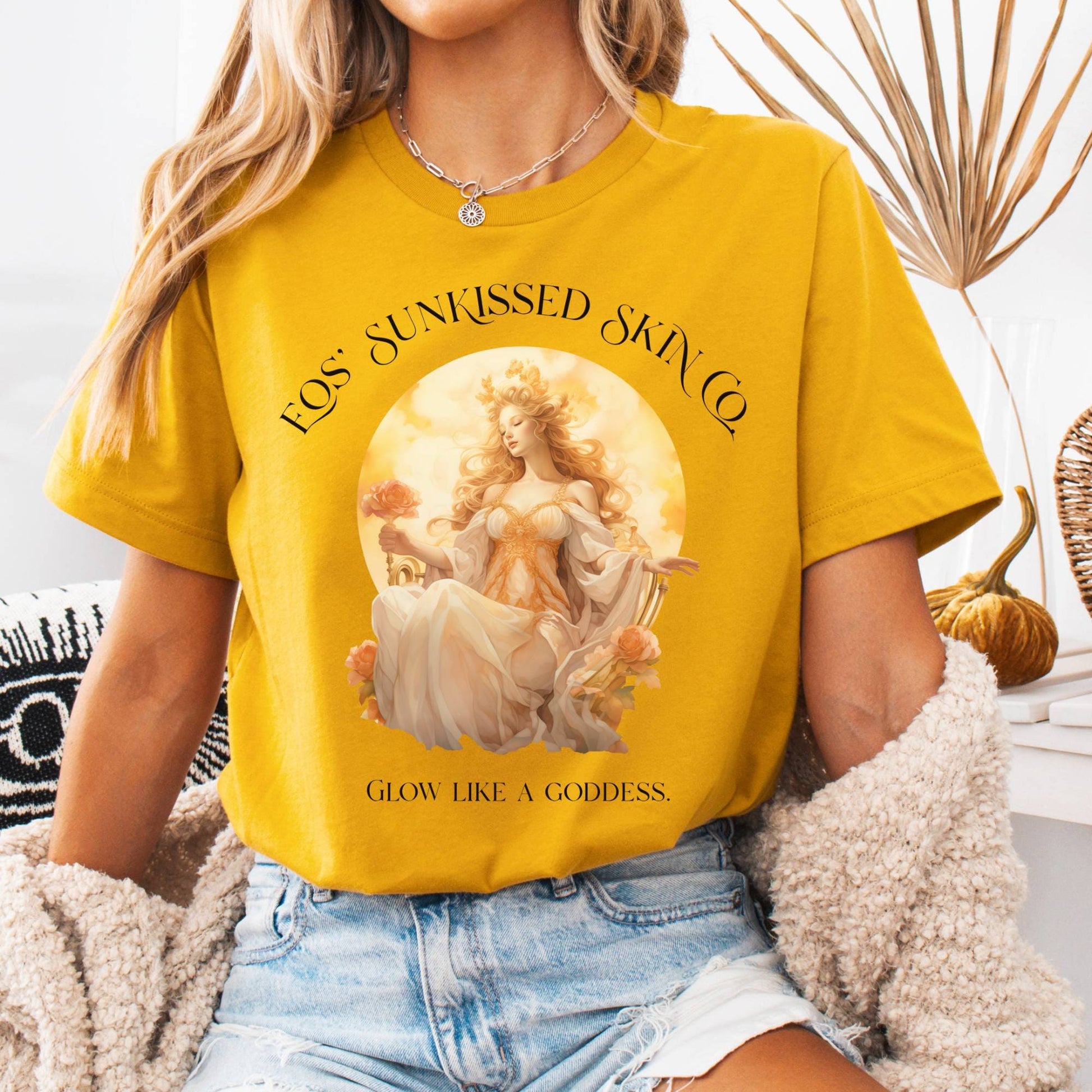 T-Shirt Mustard / S Eos' Sunkissed Skin Co. Bella + Canvas Tee – Glow Like a Goddess The Mystic Eden