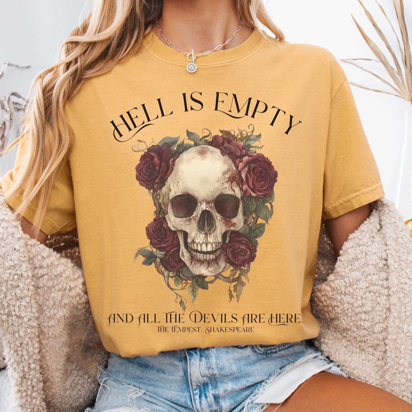 T-Shirt Mustard / S Hell Is Empty And All The Devils Are Here Shakespeare Shirt The Mystic Eden