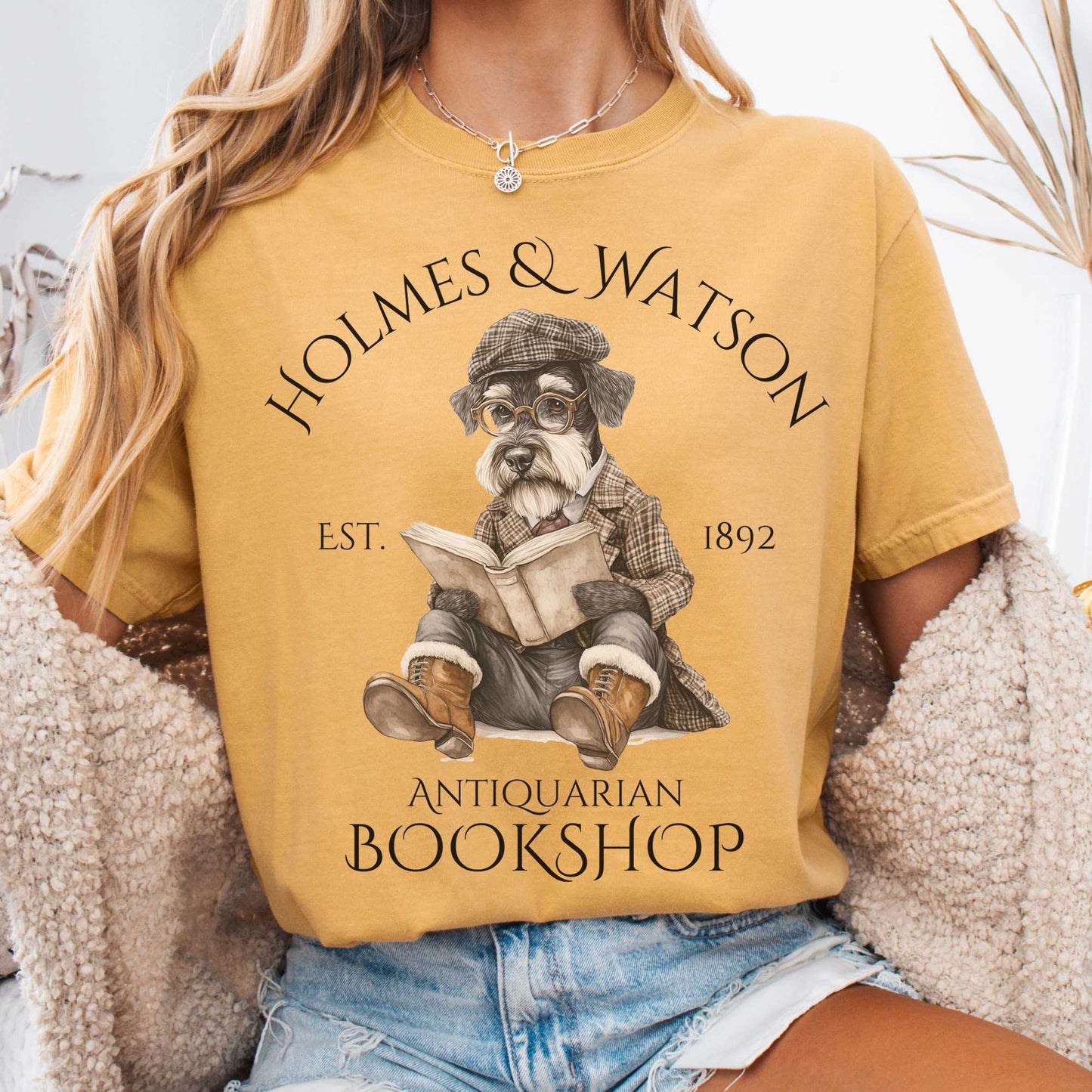 T-Shirt Mustard / S Holmes & Watson Antiquarian Bookshop Sherlock Dog Shirt The Mystic Eden