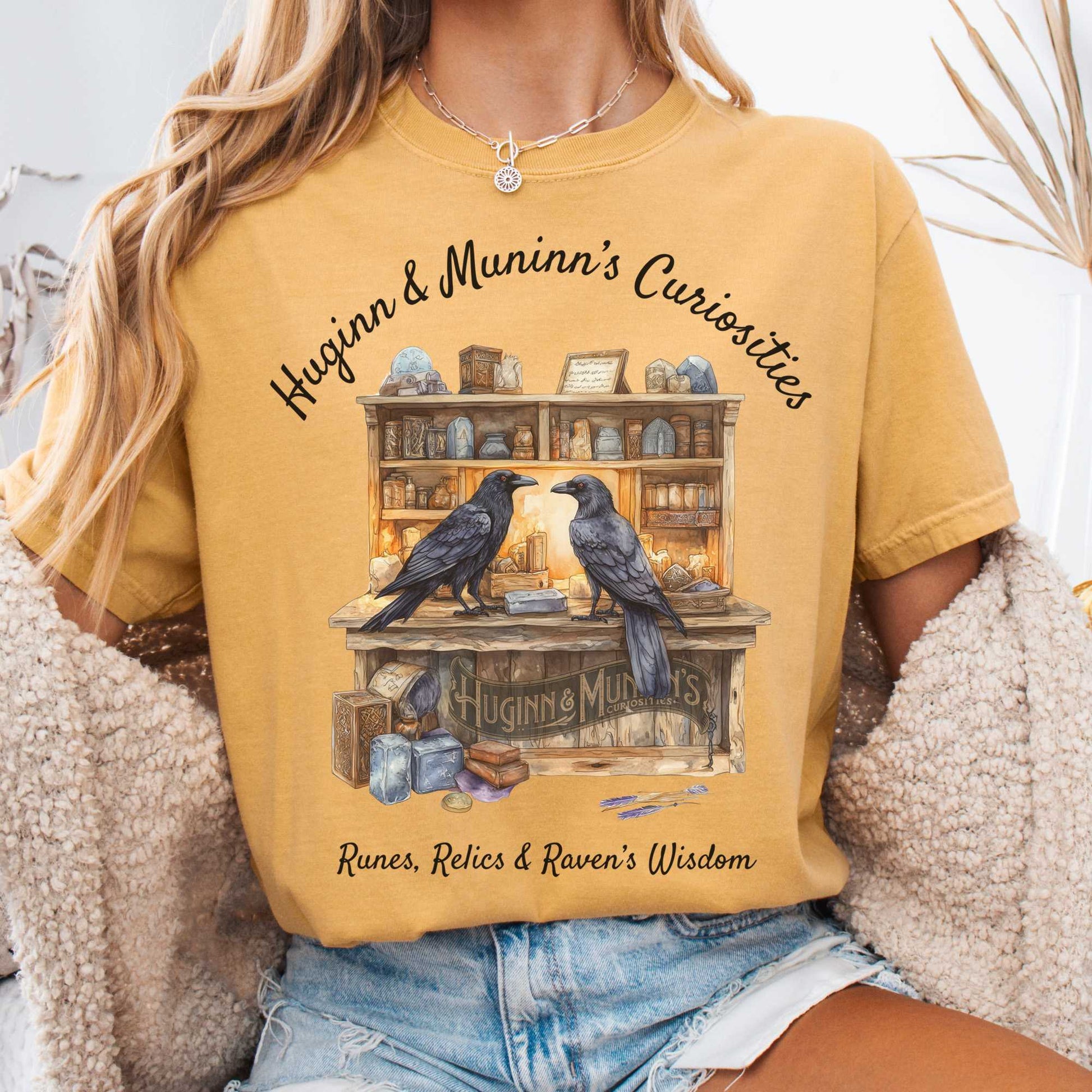 T-Shirt Mustard / S Huginn and Muninn's Curiosities Norse Gods Shirt The Mystic Eden
